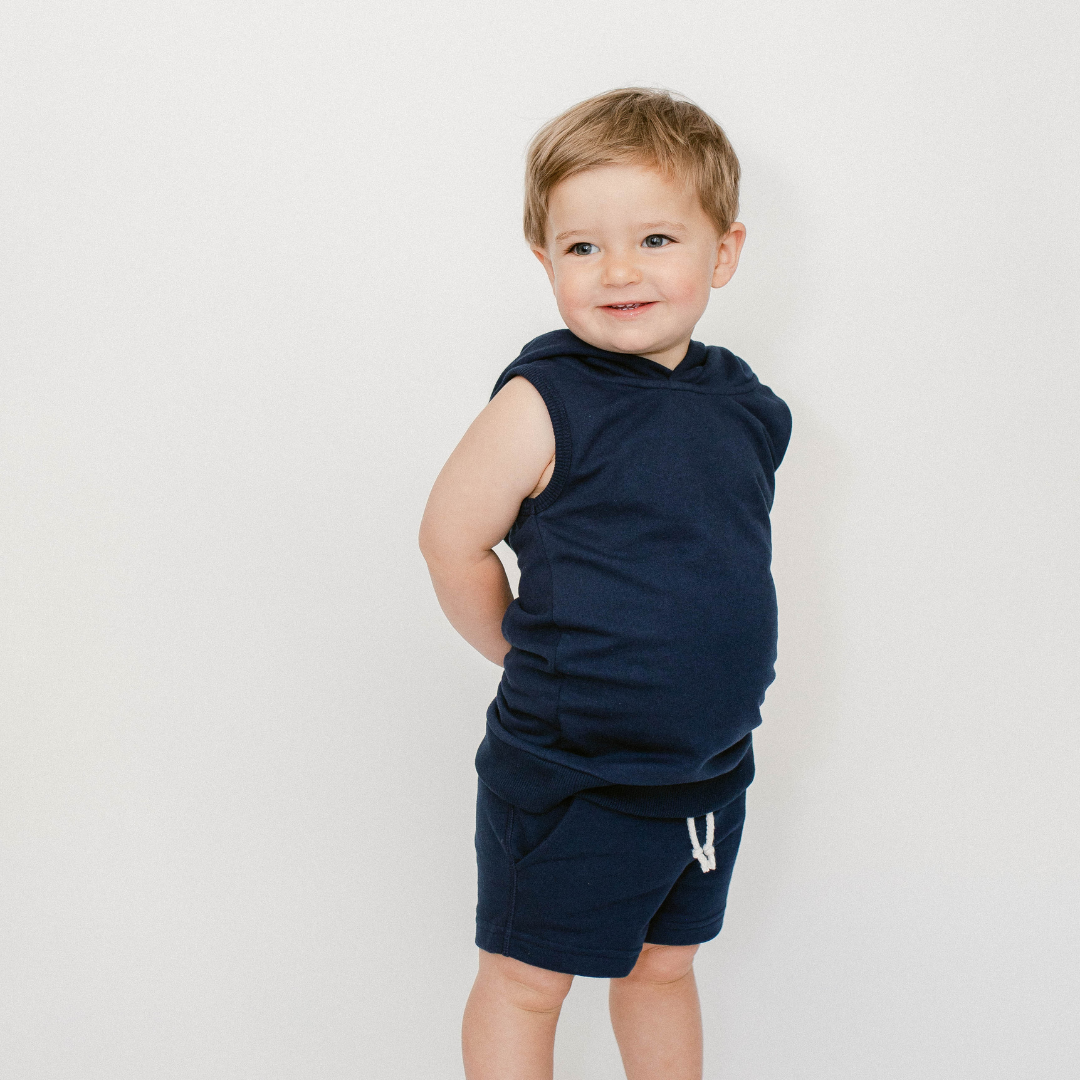 Sleeveless Hoodie In Navy