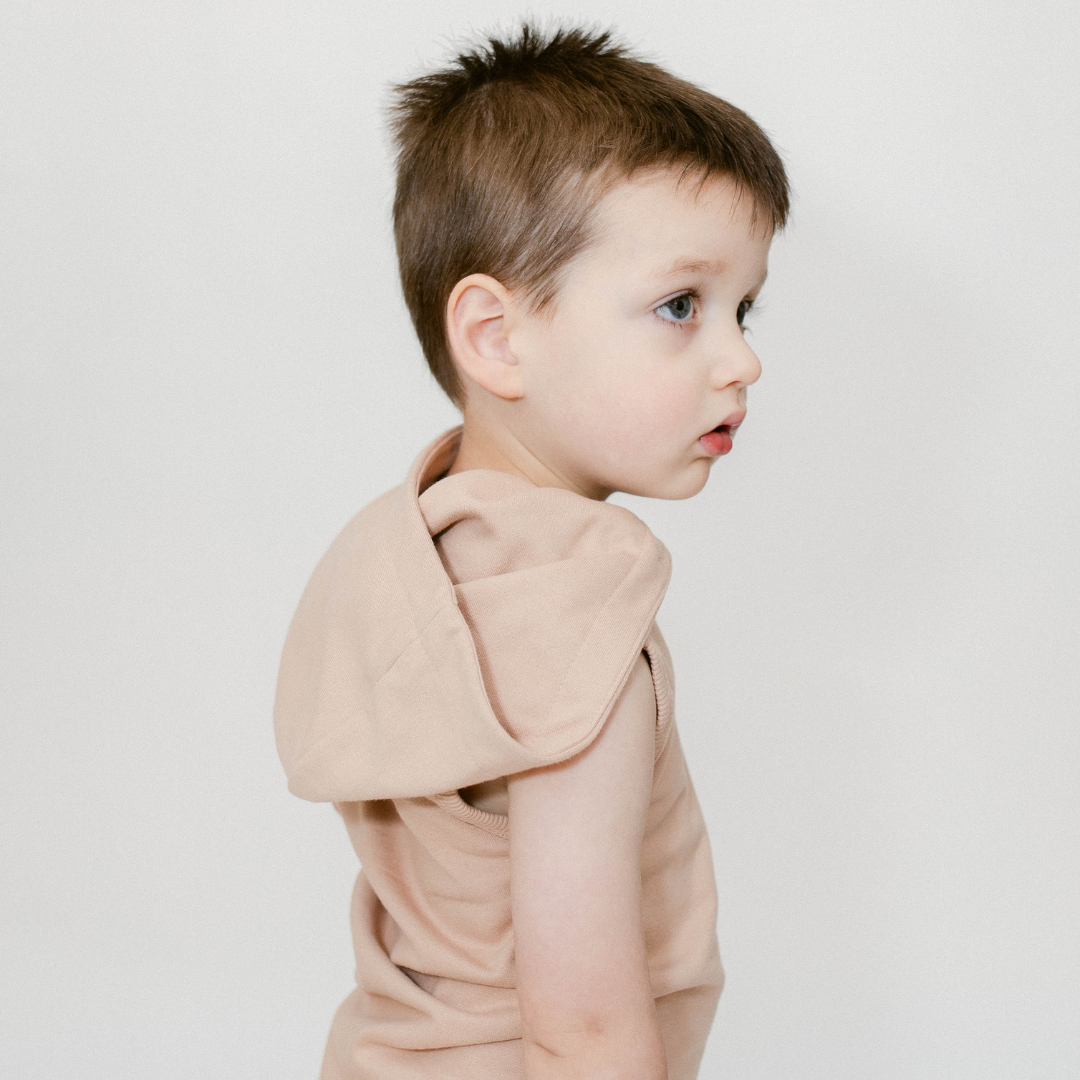 Sleeveless Hoodie In Beige