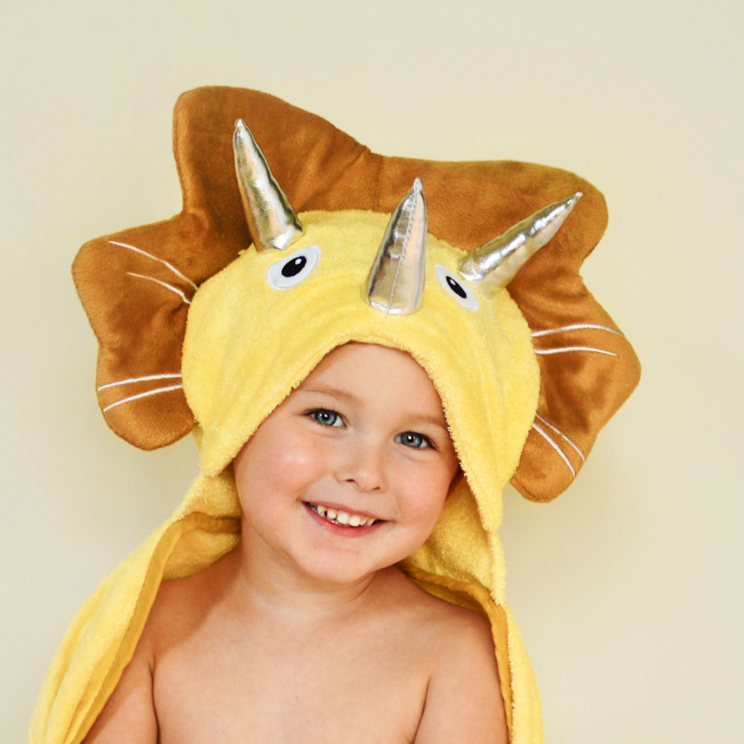 Bamboo Viscose Baby Hooded Towel Yellow Dinosaur