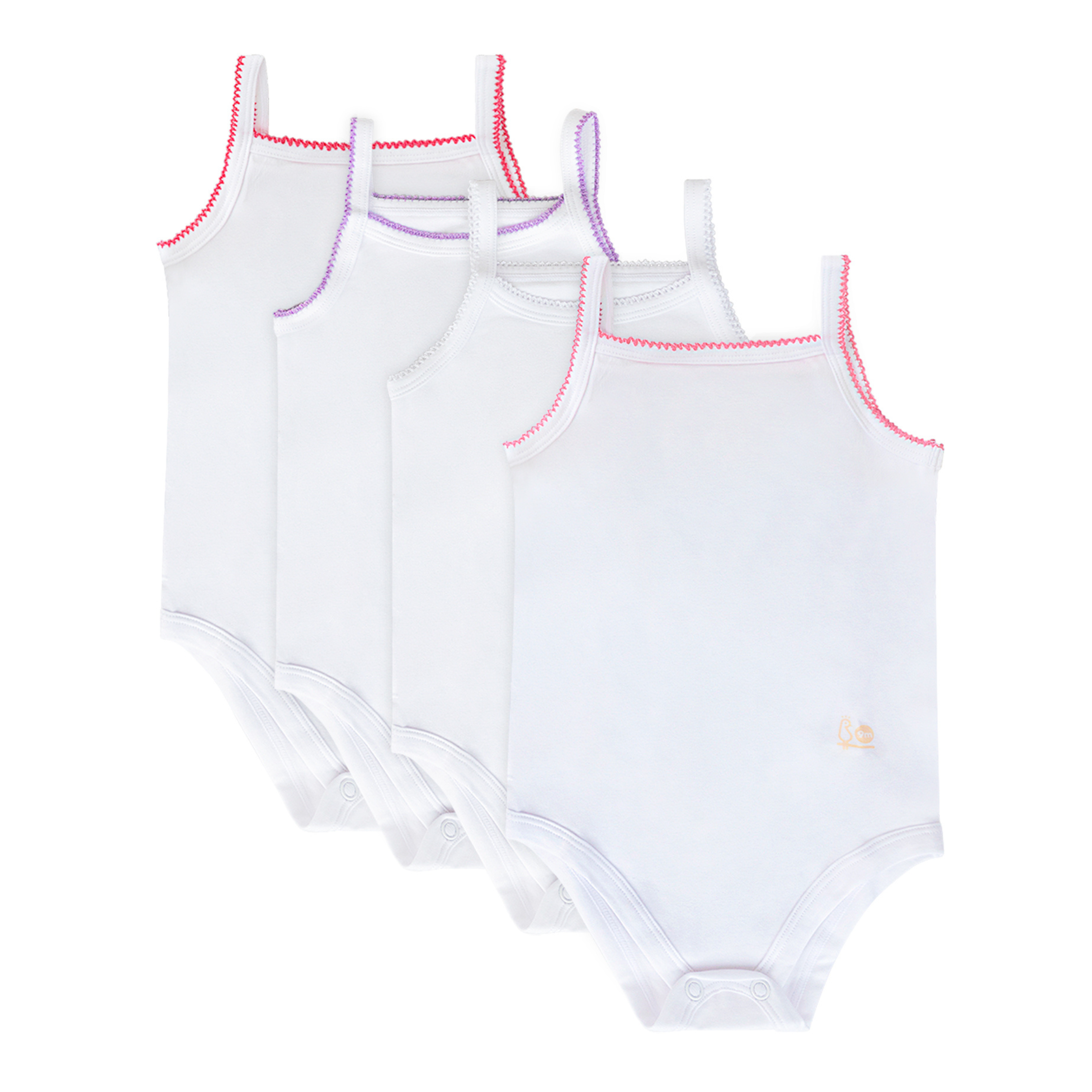 Feathers Tank Top Baby Girl Undershirts - Super Soft Cotton One-piece Toddler Bodysuit (4 Pack) (multicolor)