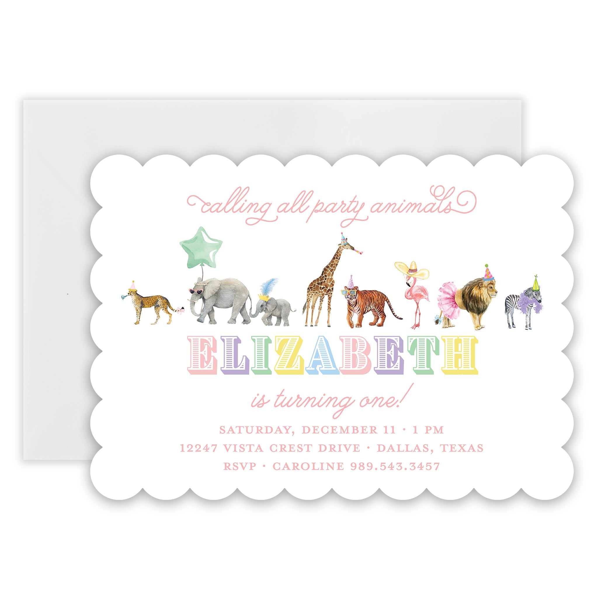 Multi Party Animal Birthday Invitation