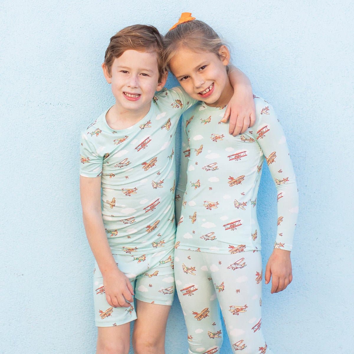 Vintage Airplanes Bamboo Kids Pajama Short Set