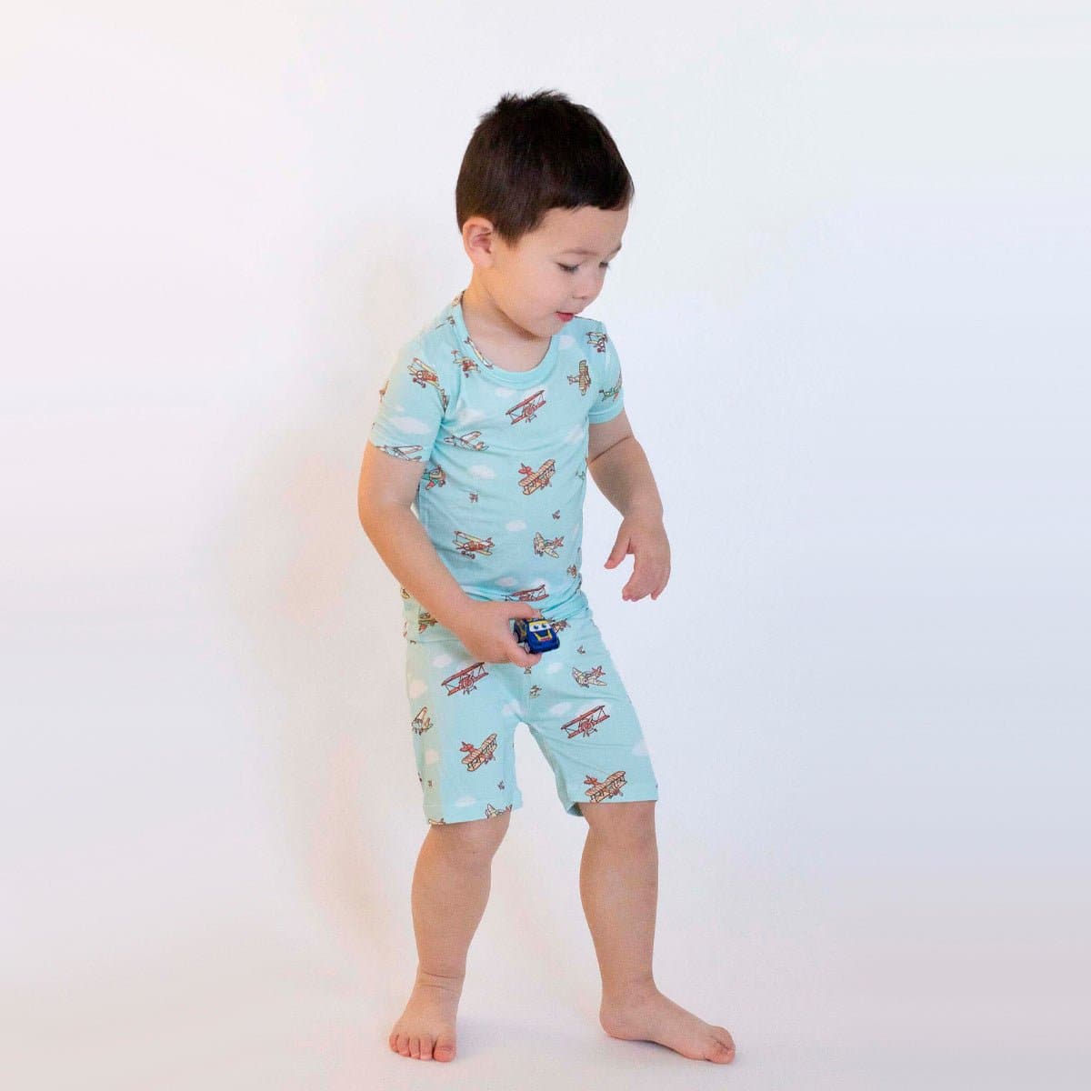 Vintage Airplanes Bamboo Kids Pajama Short Set
