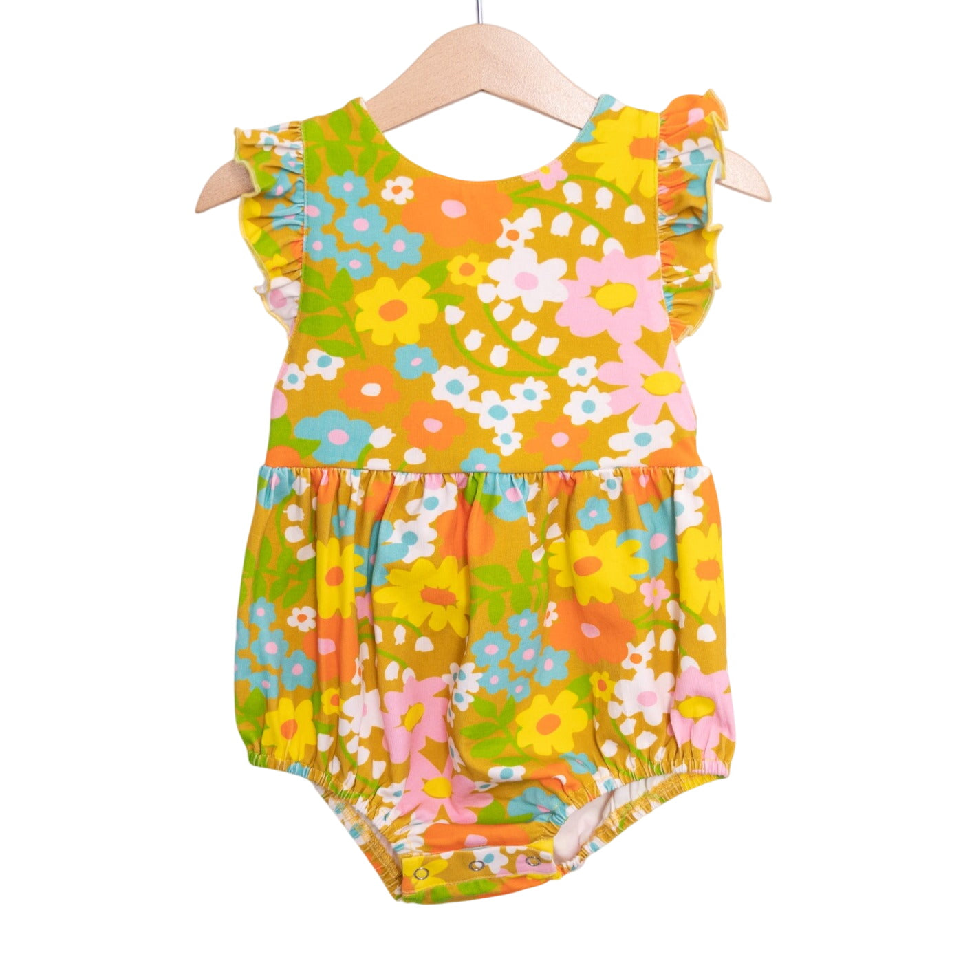 Sixties Summer Floral Pinafore Romper For Baby And Toddler Girl