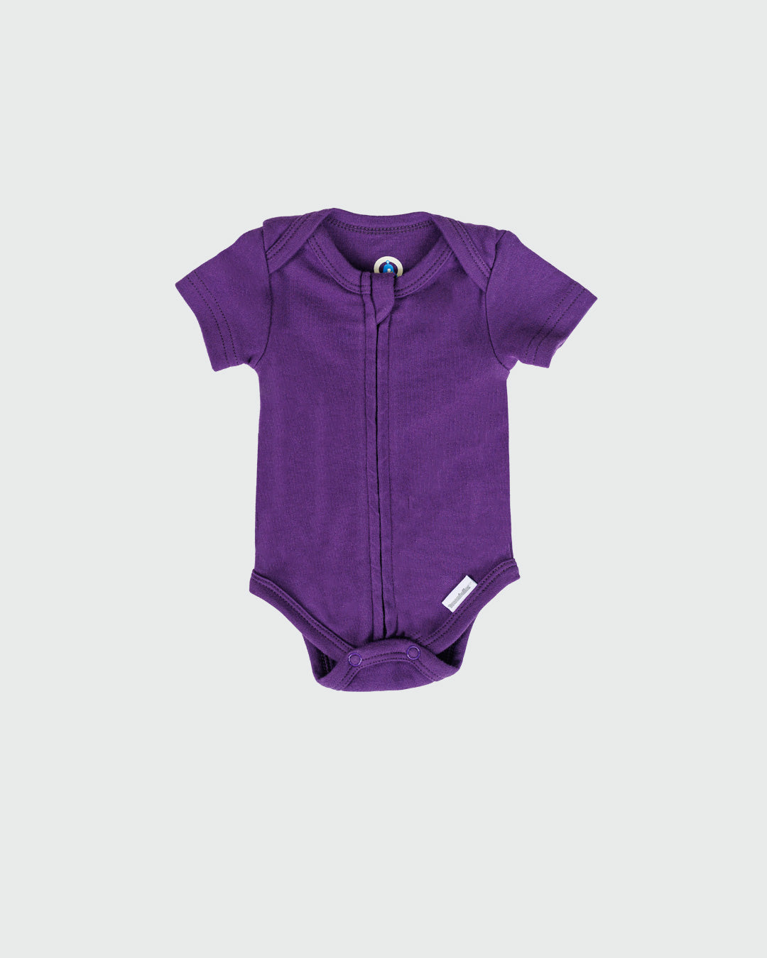 Short Sleeve Zipper Bodysuit In Violet, 6-9m