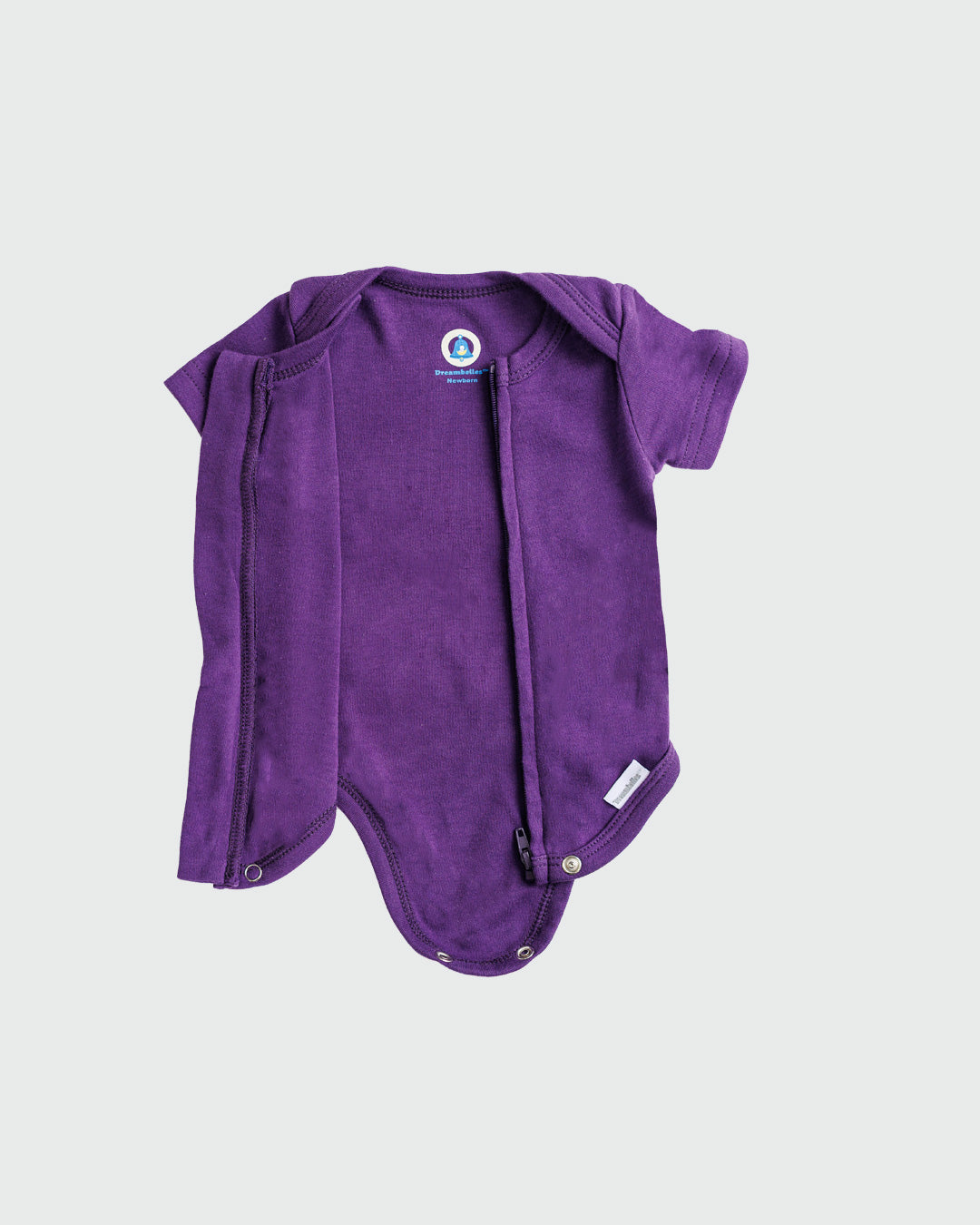 Short Sleeve Zipper Bodysuit In Violet, 9-12m