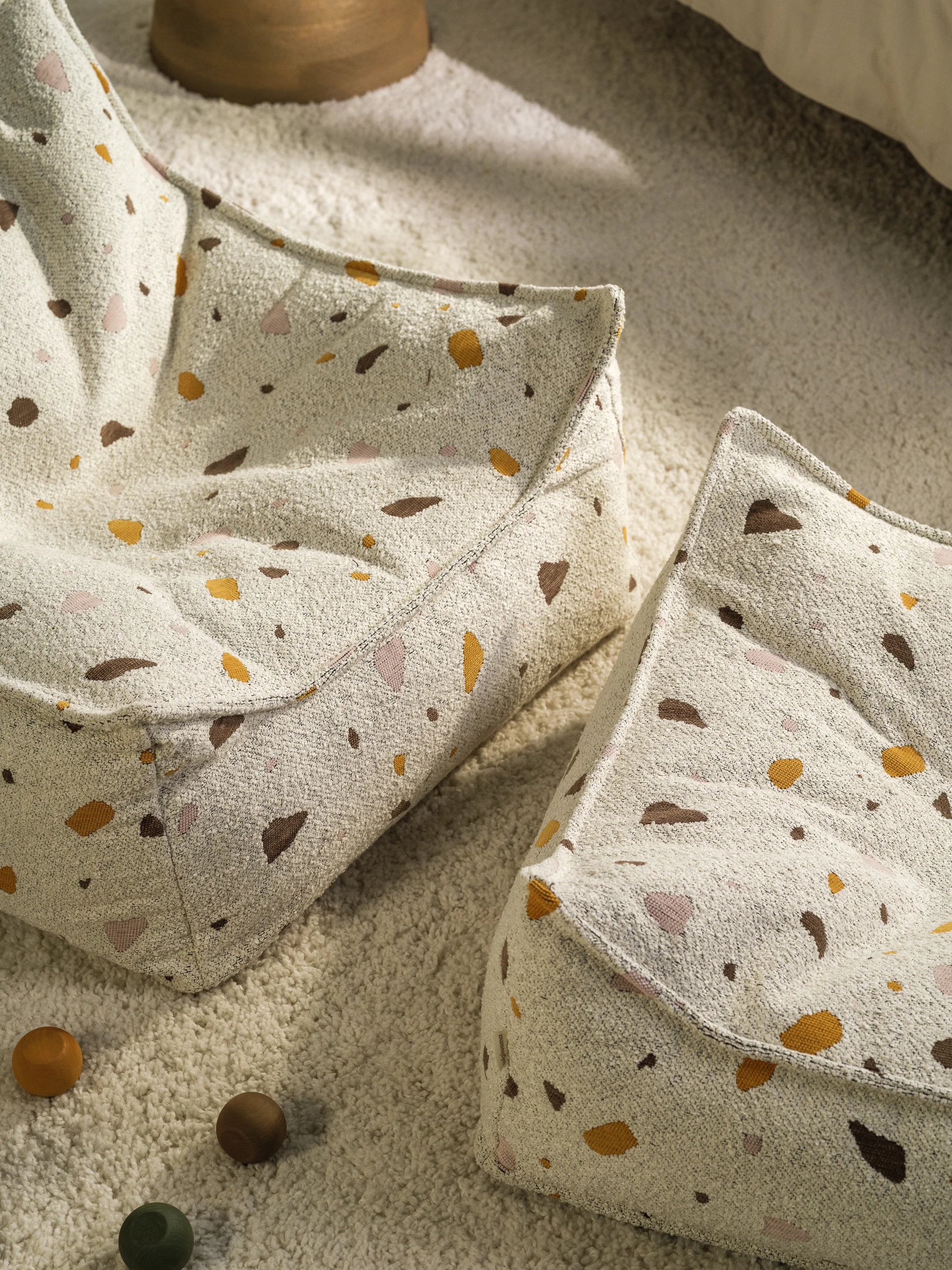 Terrazzo Marble Beanbag Chair And Ottoman Set