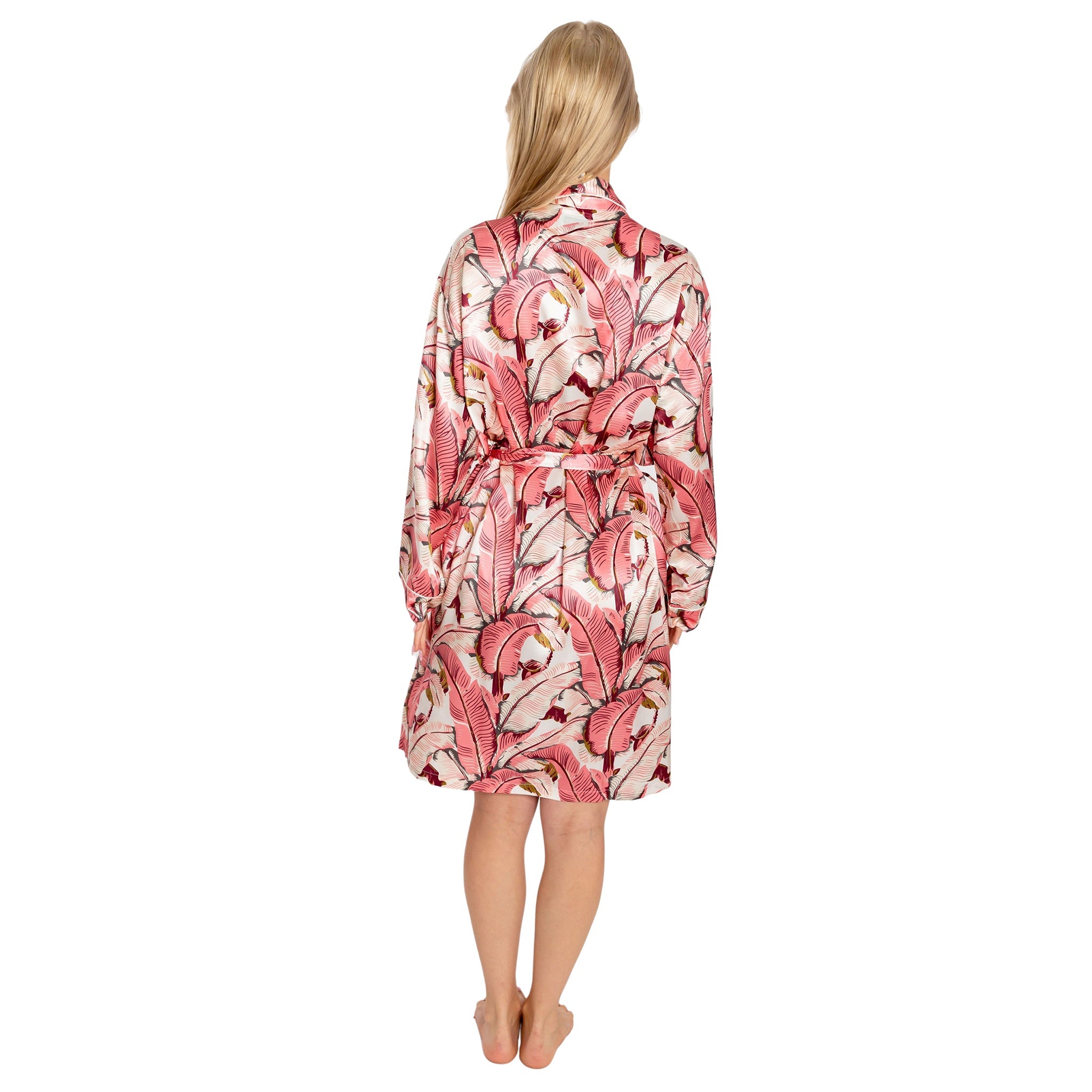 Women's Banana Leaf Pink Robe - Silk