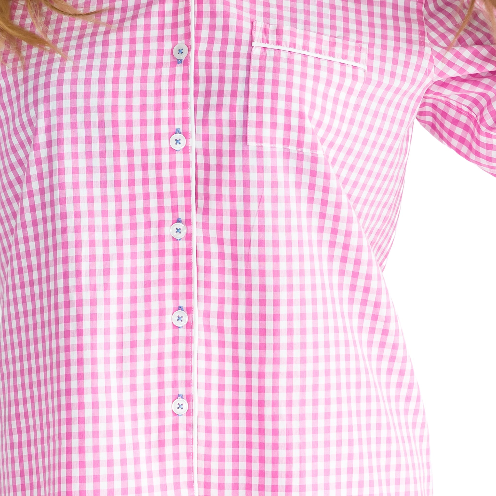 Women's Hepburn Gingham Pink Long Pj Set