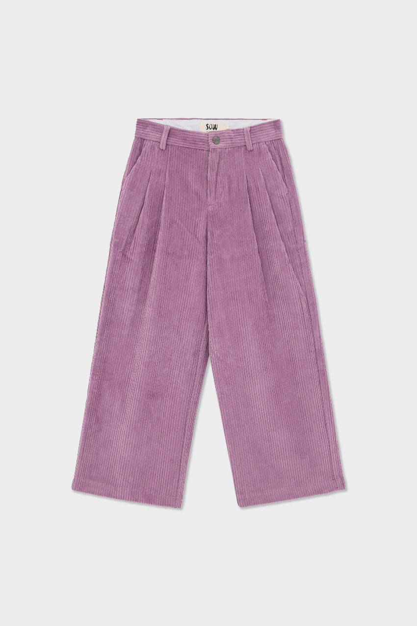 Organic Cotton Corduroy Double Pleated Wide Leg Pants