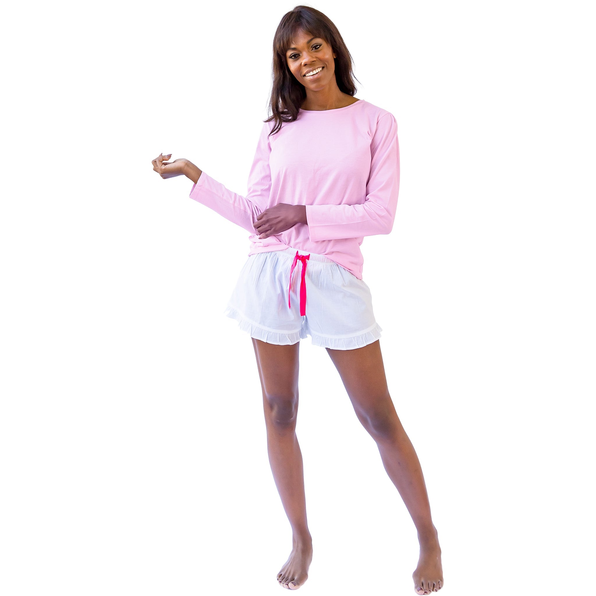 Women's Pink Jersey Long Sleeve Top