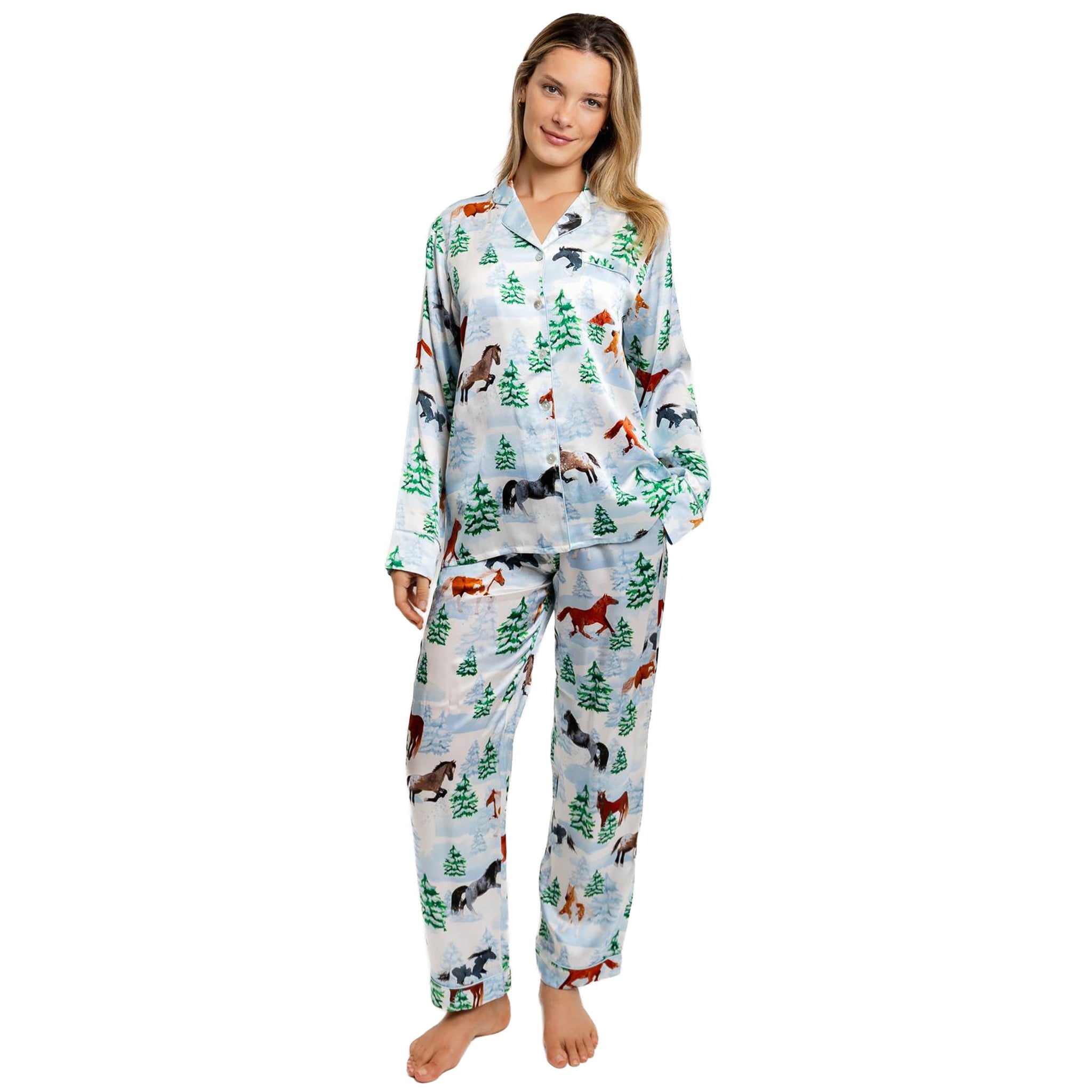 Women's Skydog Silk Long Pj Set