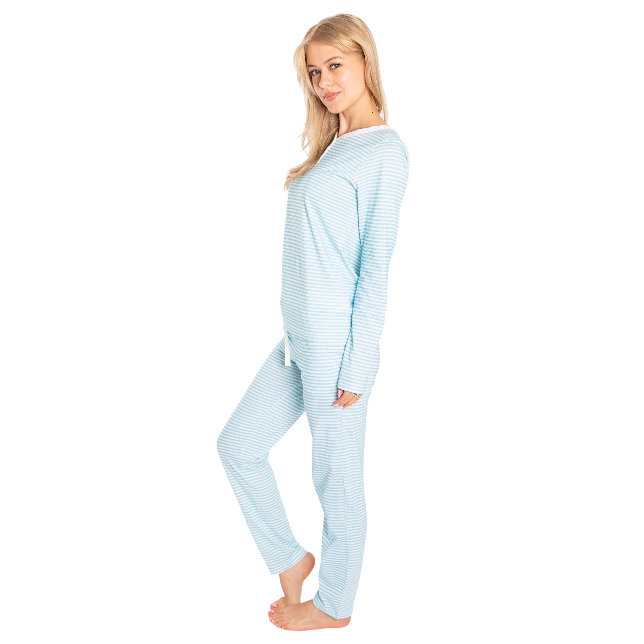 Women's Sky Blue Jersey Long Sleeve Set