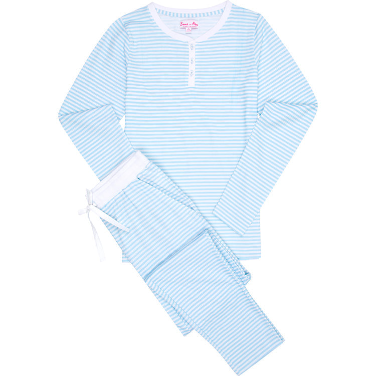 Women's Sky Blue Jersey Long Sleeve Set