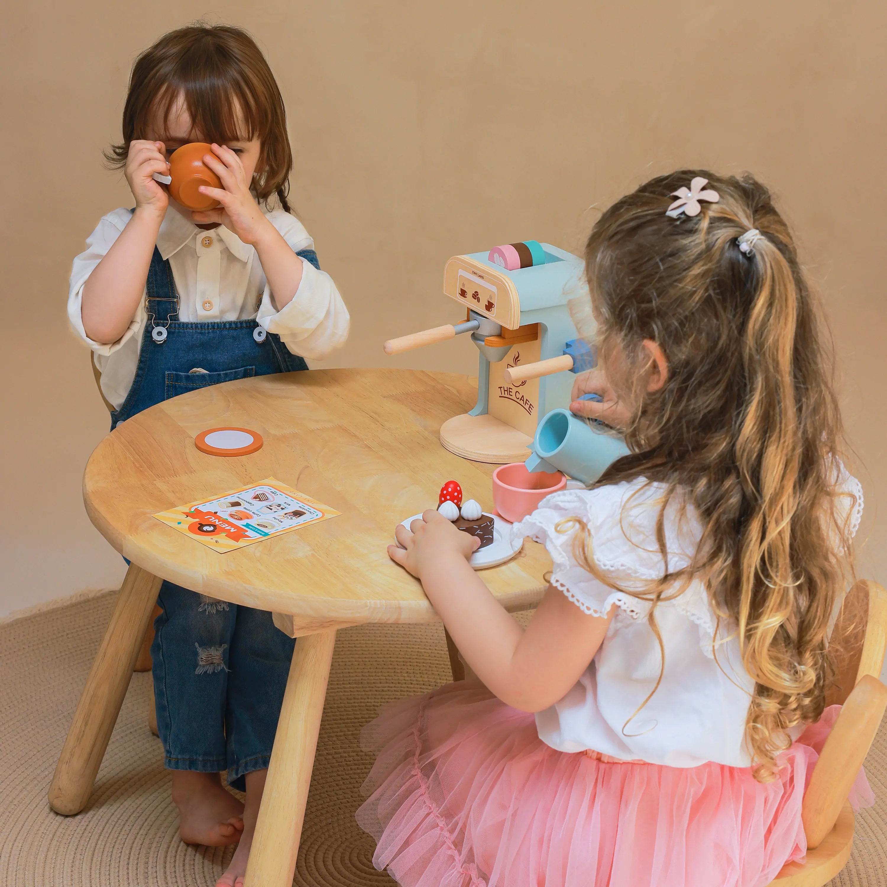 Tiny Land® Play Kitchen Accessories – Children’s Coffee Maker: Wooden Kids Play Coffee Maker Set