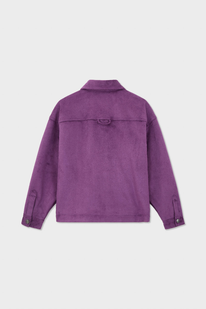 Faux Suede Button Up Jacket