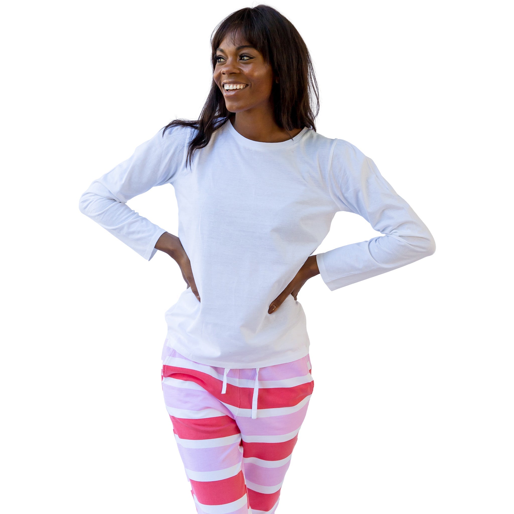 Women's White Jersey Long Sleeve Top