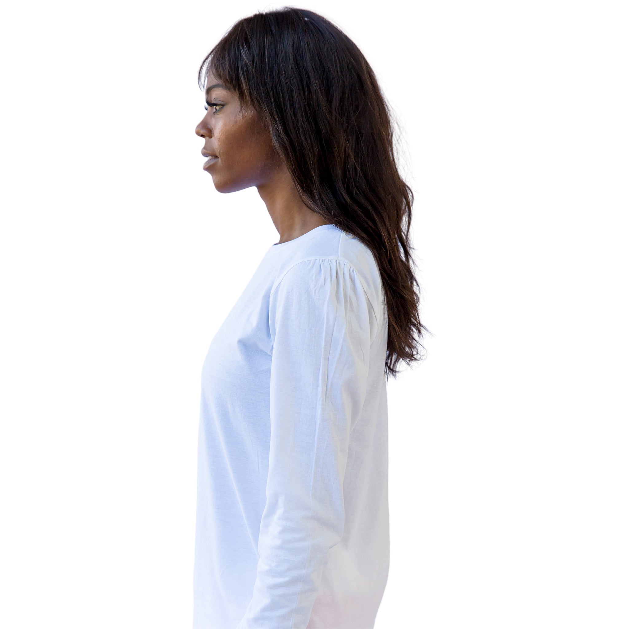 Women's White Jersey Long Sleeve Top