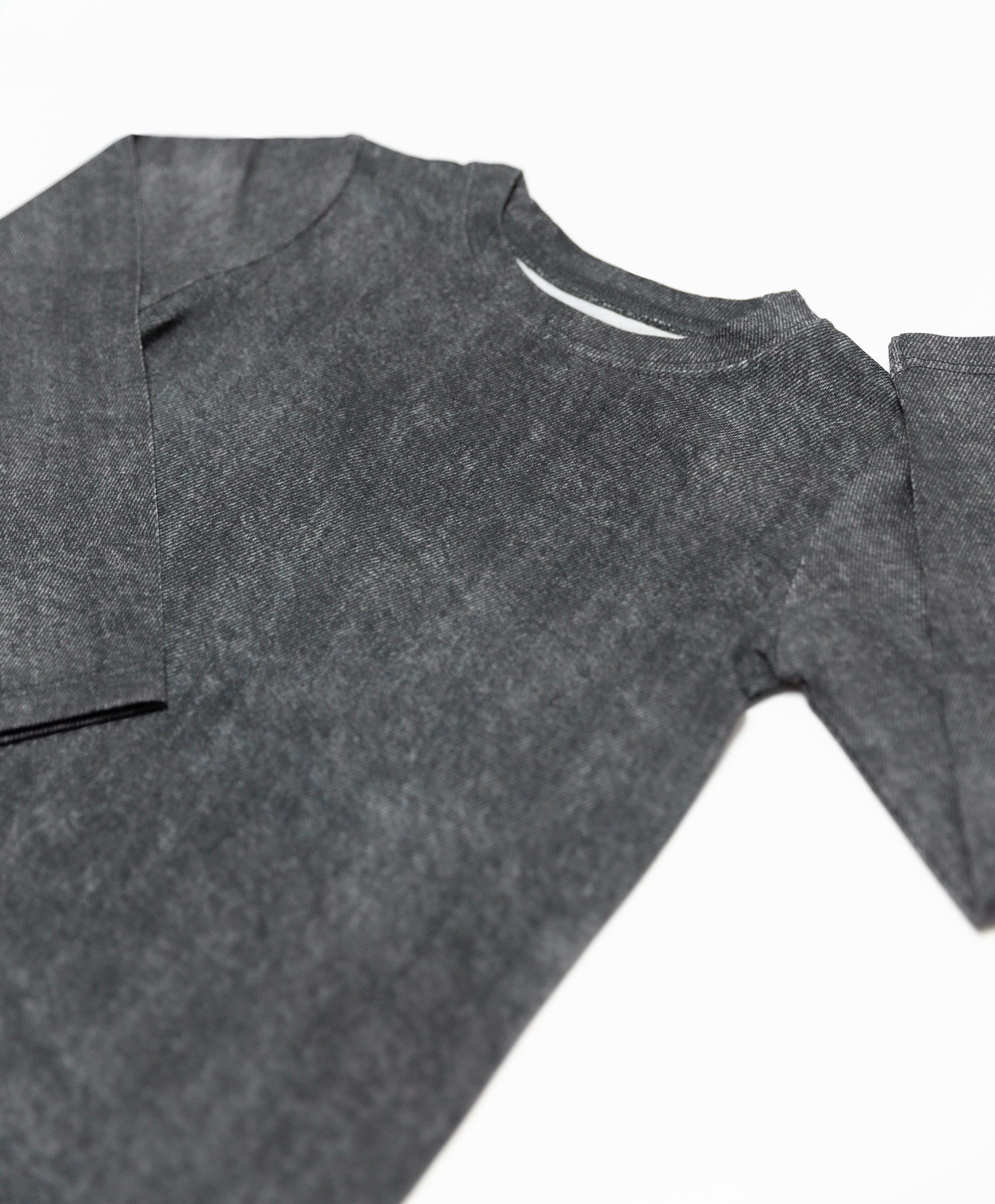 Washed Black Denim Print Two-piece Set