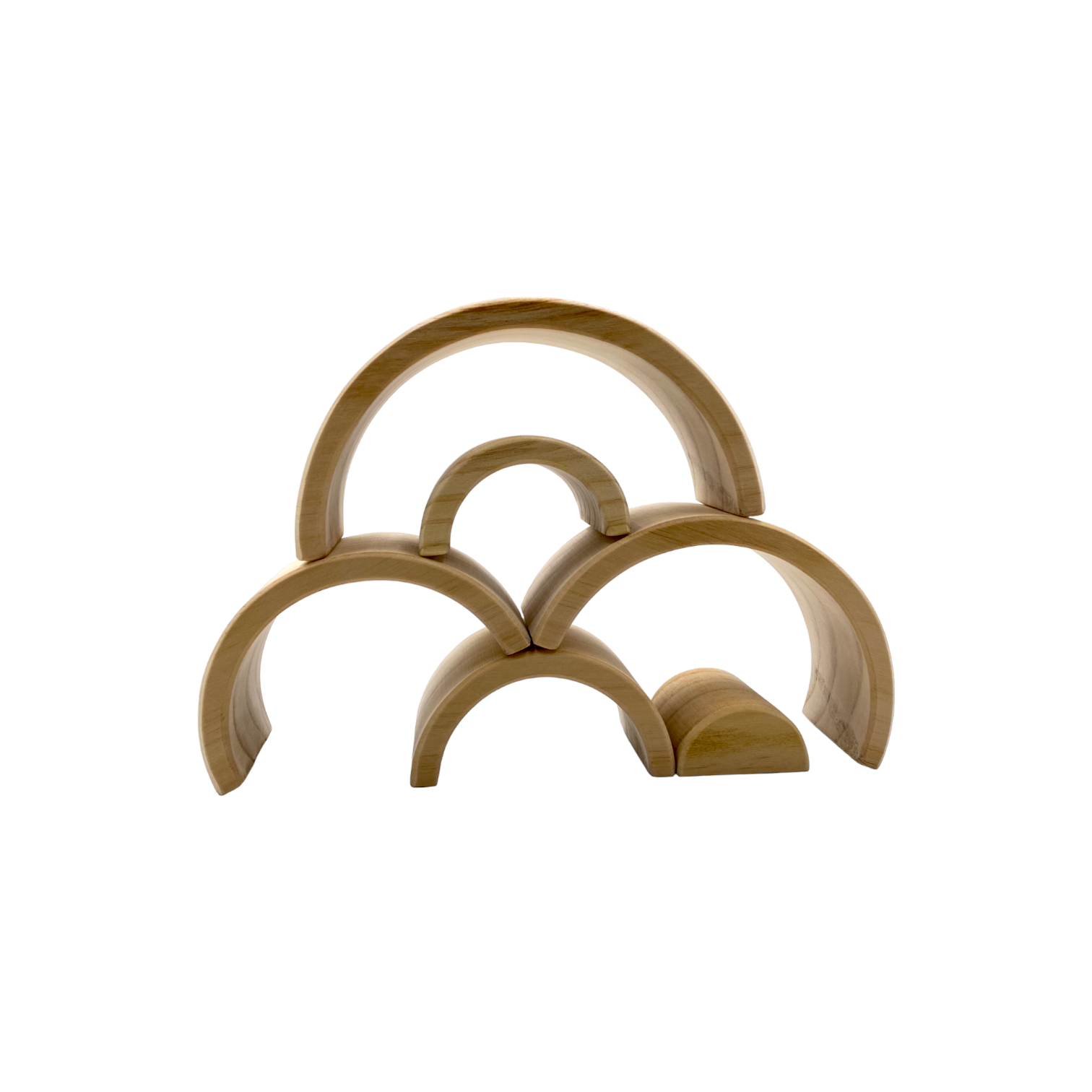 6 Pcs Small Rainbow Stacking Blocks In Natural Color