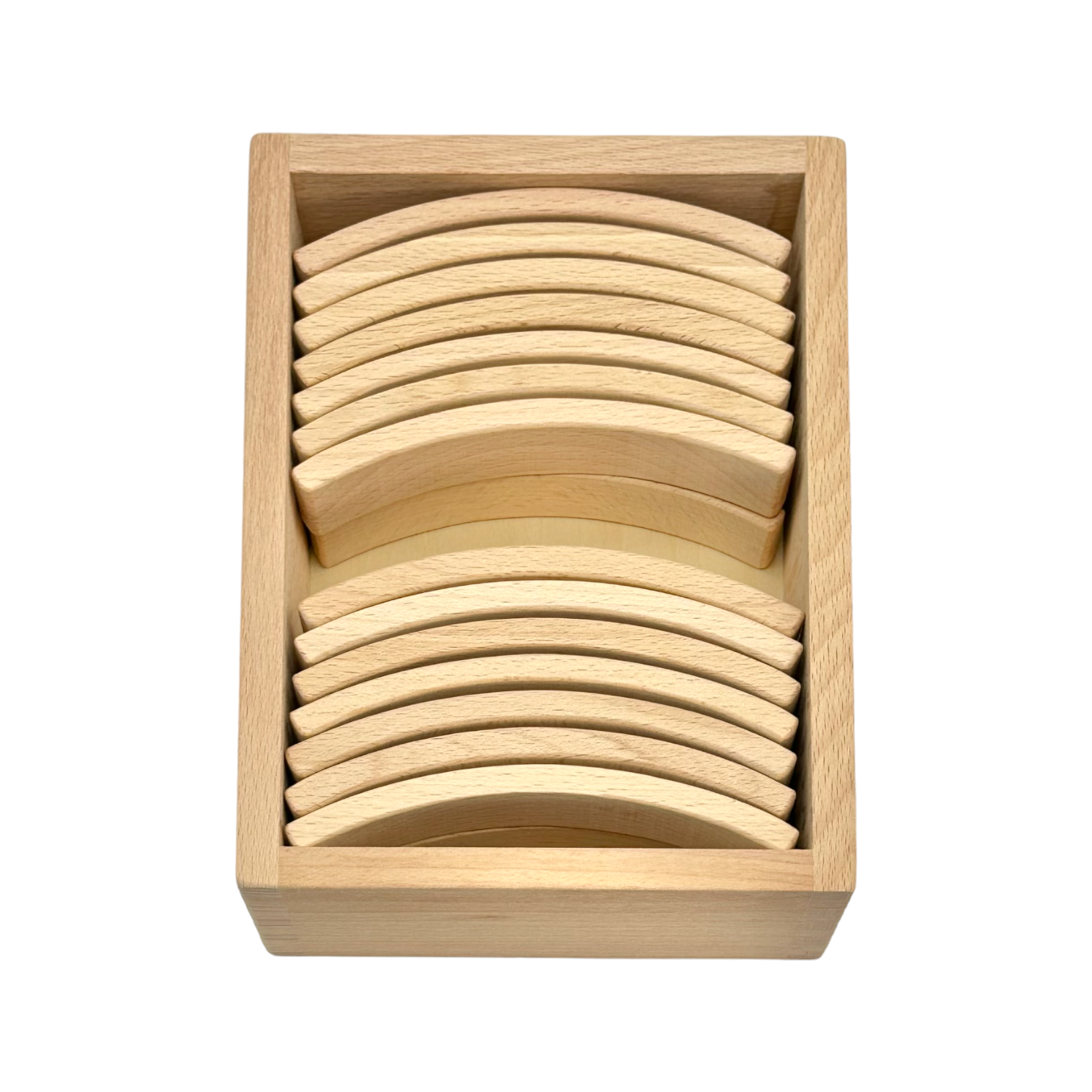 28 Pcs Mini Curved Natural Wooden Building Blocks With Storage Tray
