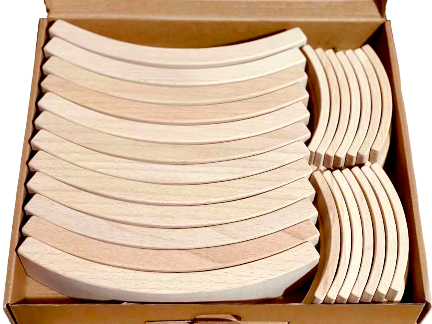 42 Pcs Combination Set With 12 Large And 30 Mini Curved Natural Wooden Building Blocks