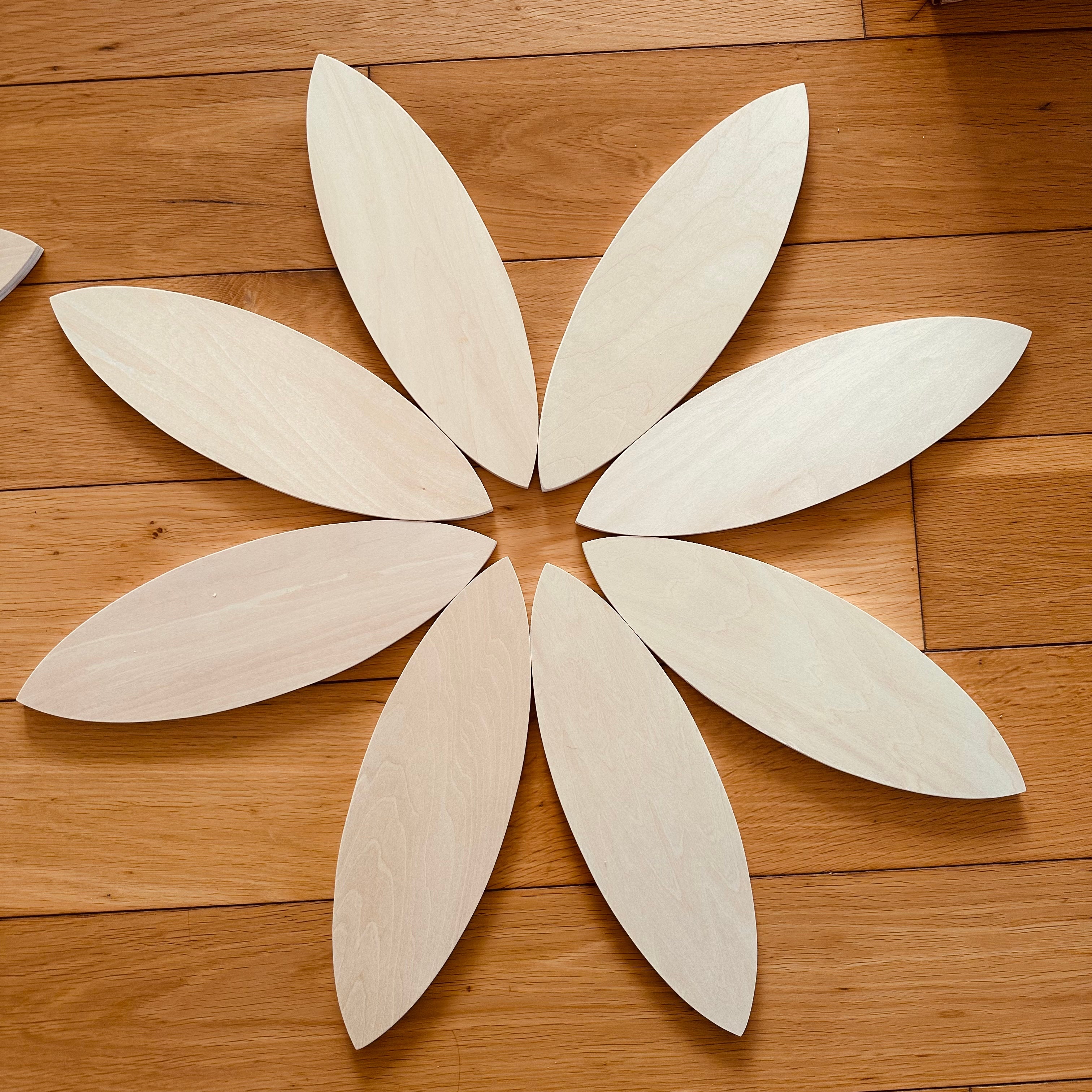 24 Pcs Natural Wooden Petal Mandala Platforms With Storage Tray