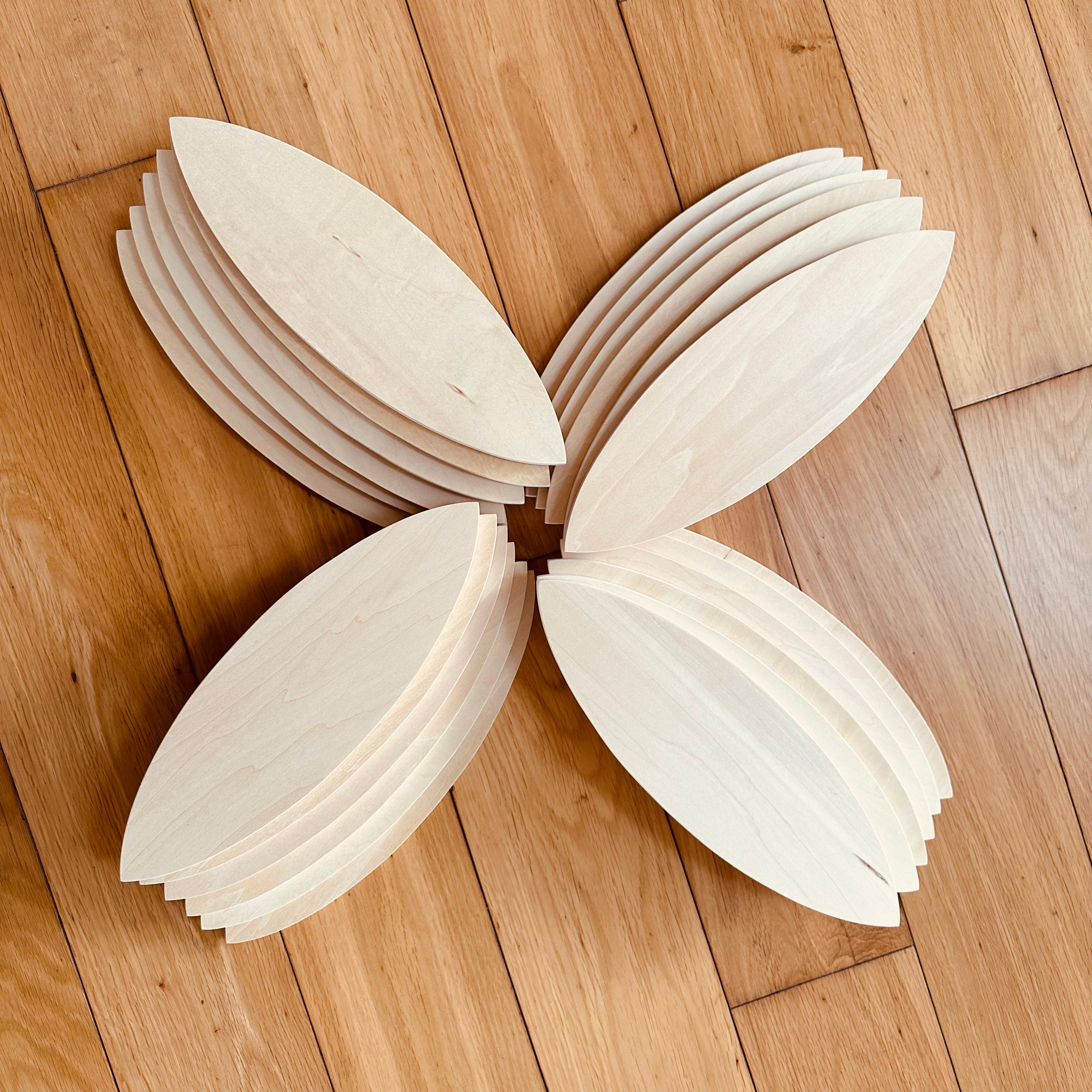 24 Pcs Natural Wooden Petal Mandala Platforms With Storage Tray