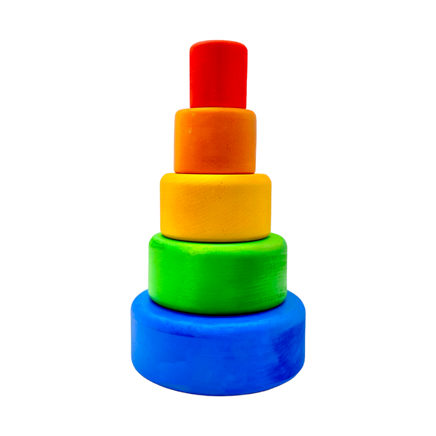 5 Pcs Stained Wooden Stacking Nesting Cup Bowl Set In Blue Sunset Color