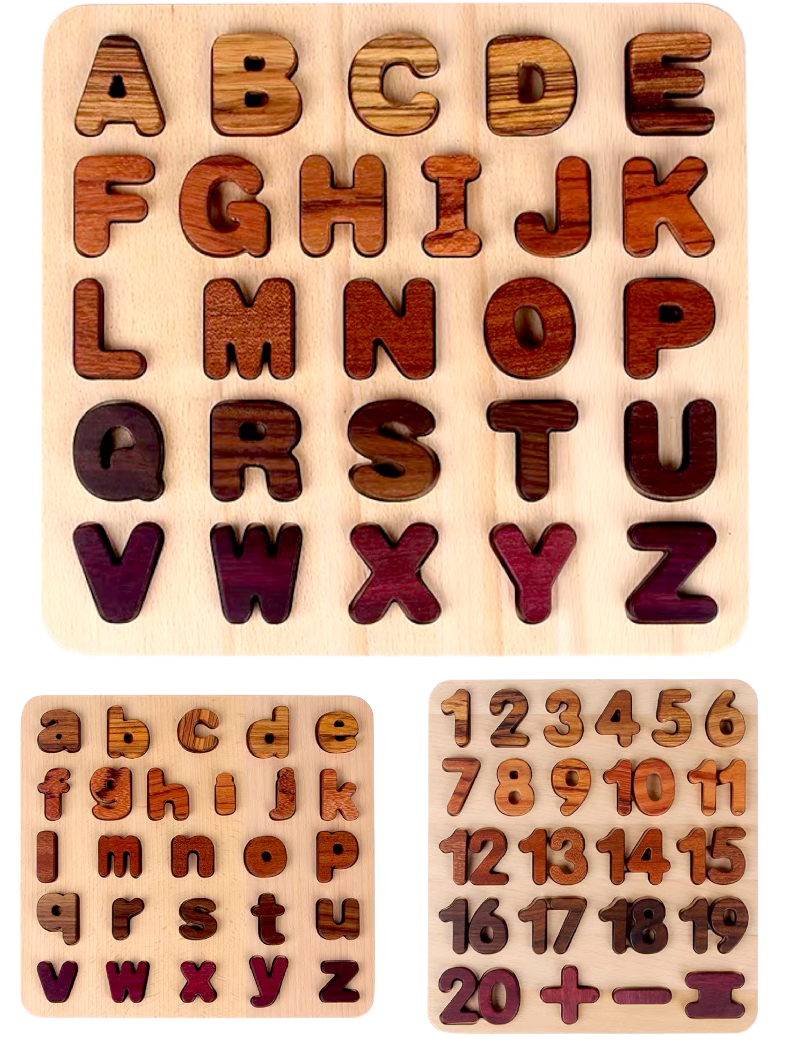 Natural Wooden Alphabet Letters And Numbers Puzzle
