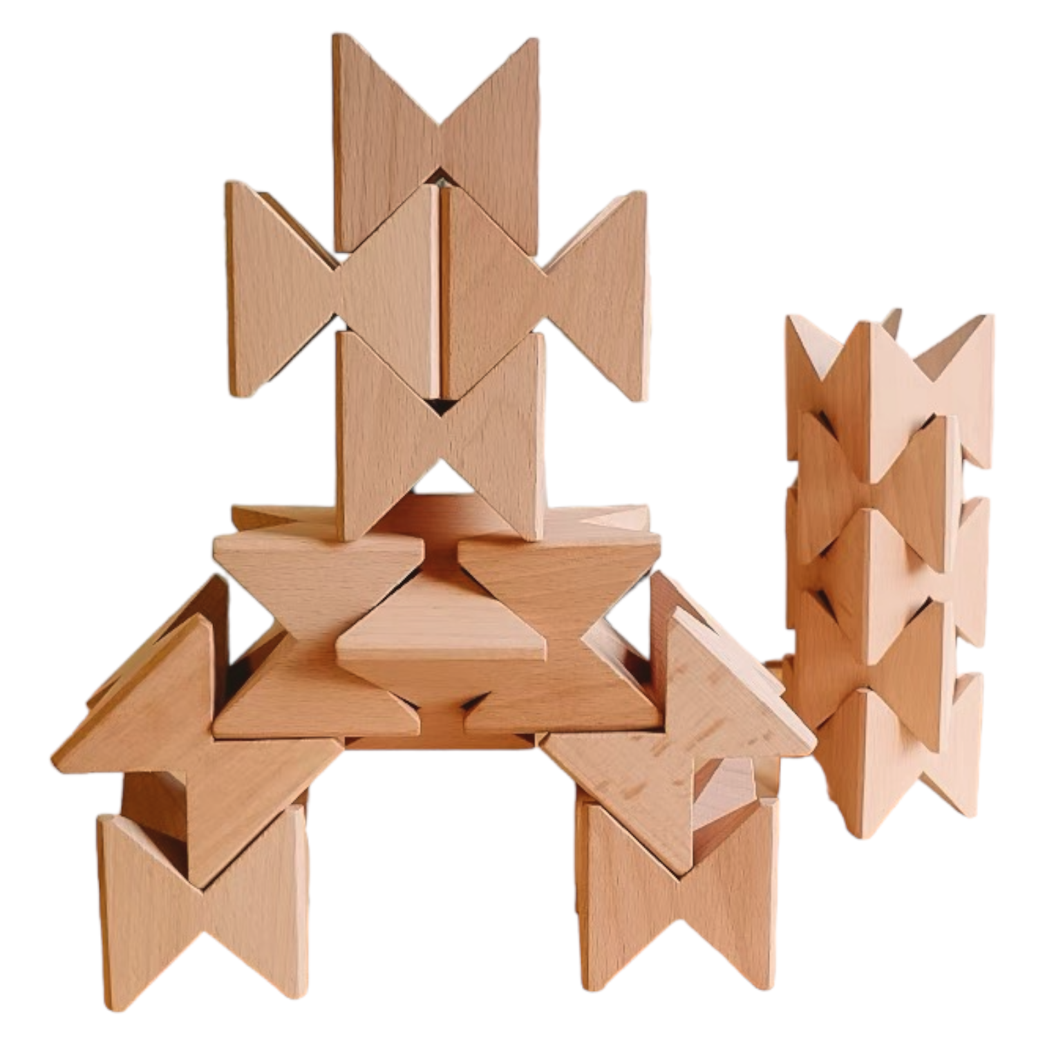 16 Pcs Natural Wooden Construction Puzzle Toy With Storage Tray