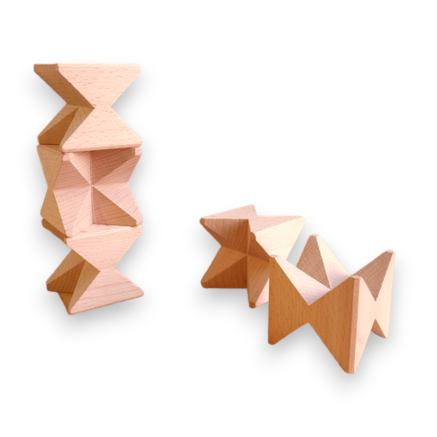 16 Pcs Natural Wooden Construction Puzzle Toy With Storage Tray