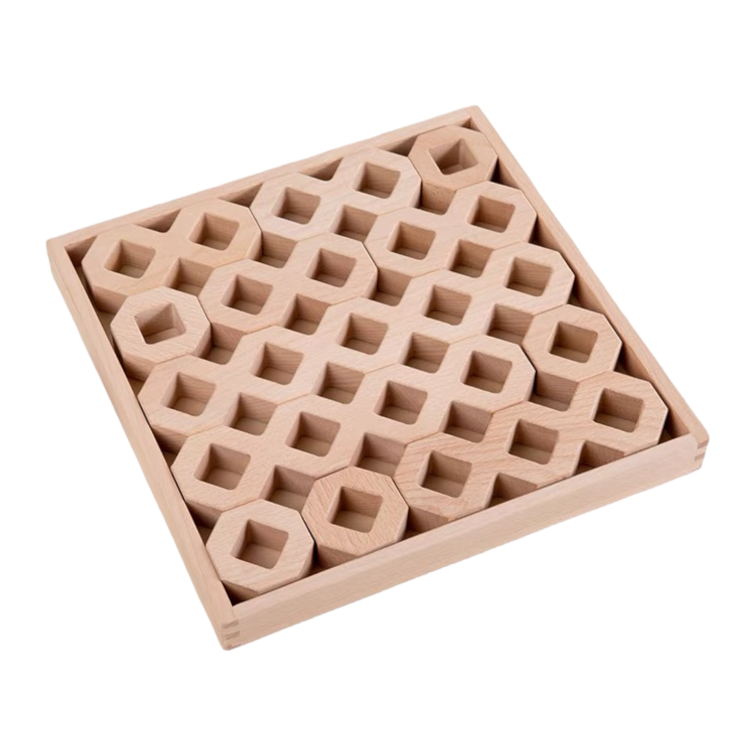 12 Pcs Wooden Windows Building Block Set With Storage Tray