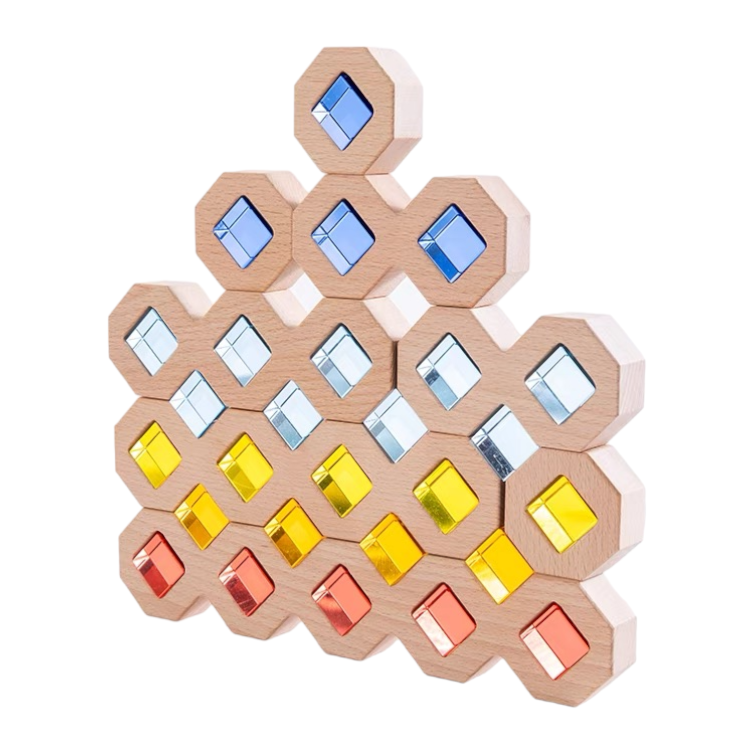 12 Pcs Wooden Windows Building Block Set With Storage Tray
