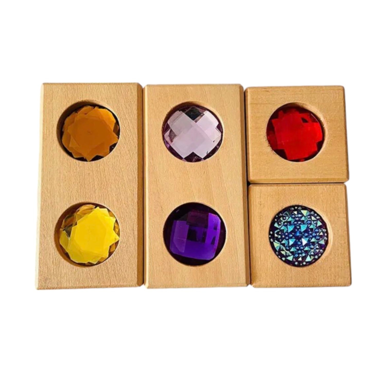 4 Pcs Cube And Cuboid Gemmed Stacking Blocks Set