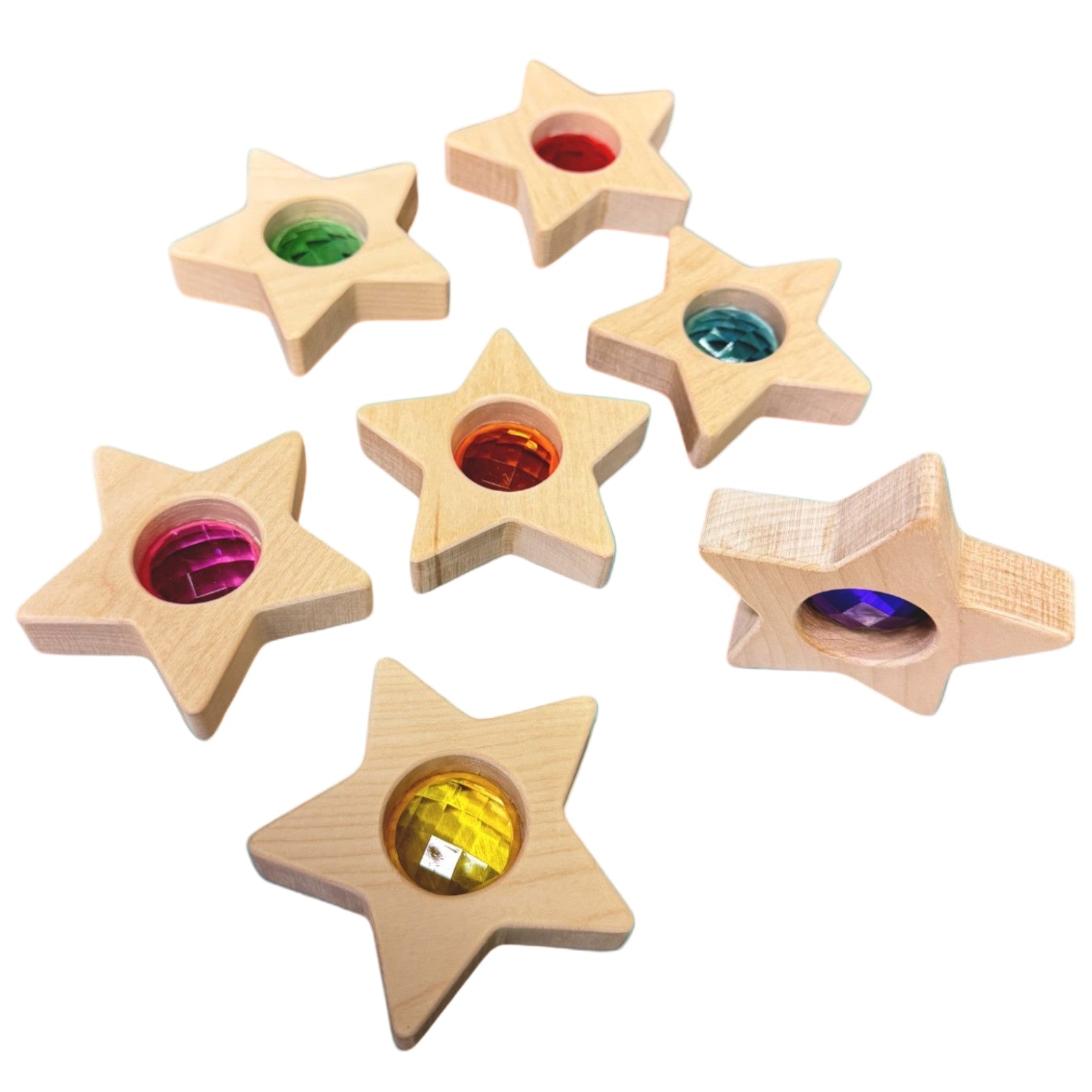 7 Pcs Wooden Gemmed Stars Blocks Set