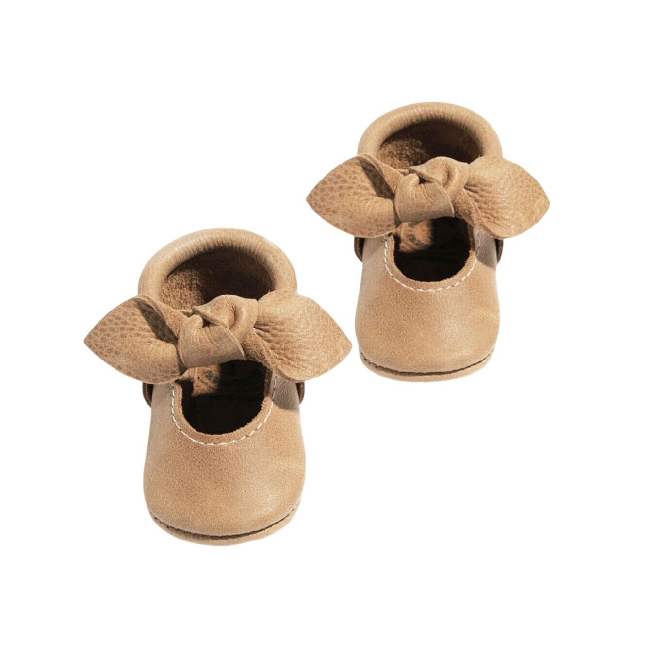 Weathered Brown Knotted Bow Baby Shoe