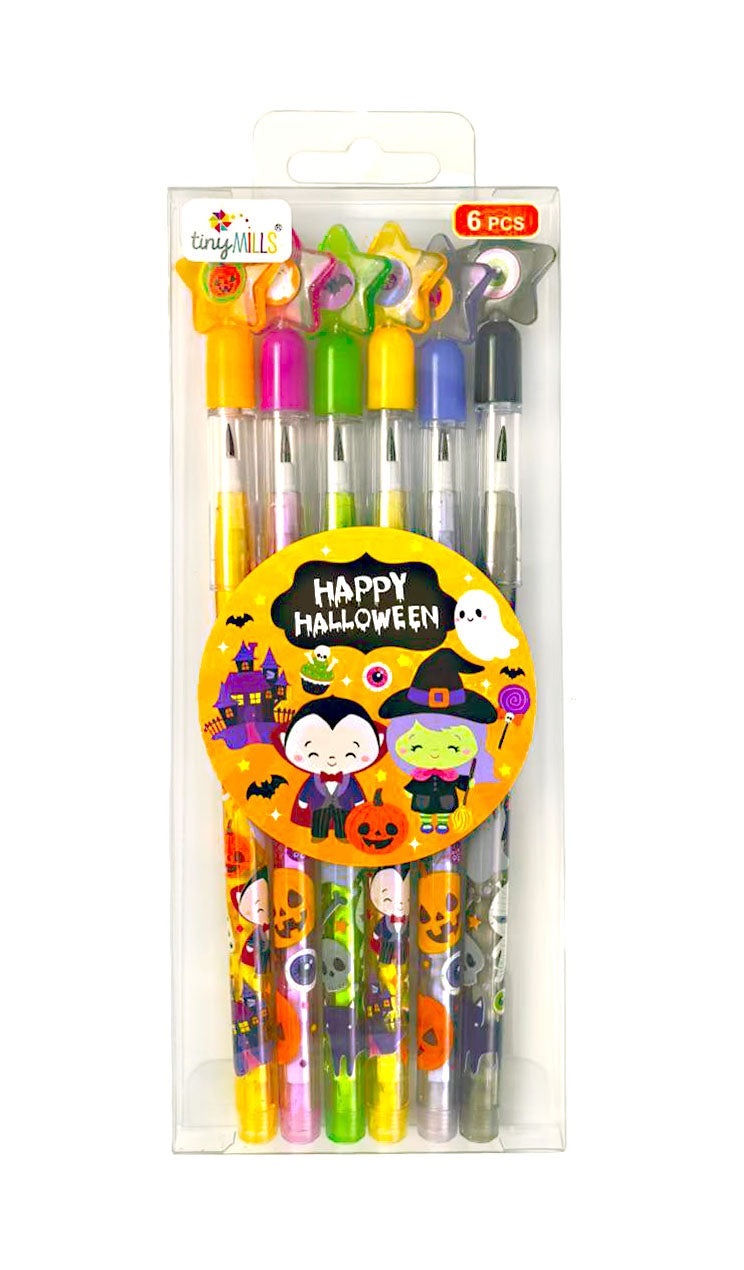 New Spooky Halloween Stackable Multi Point Pencils - Set Of 6