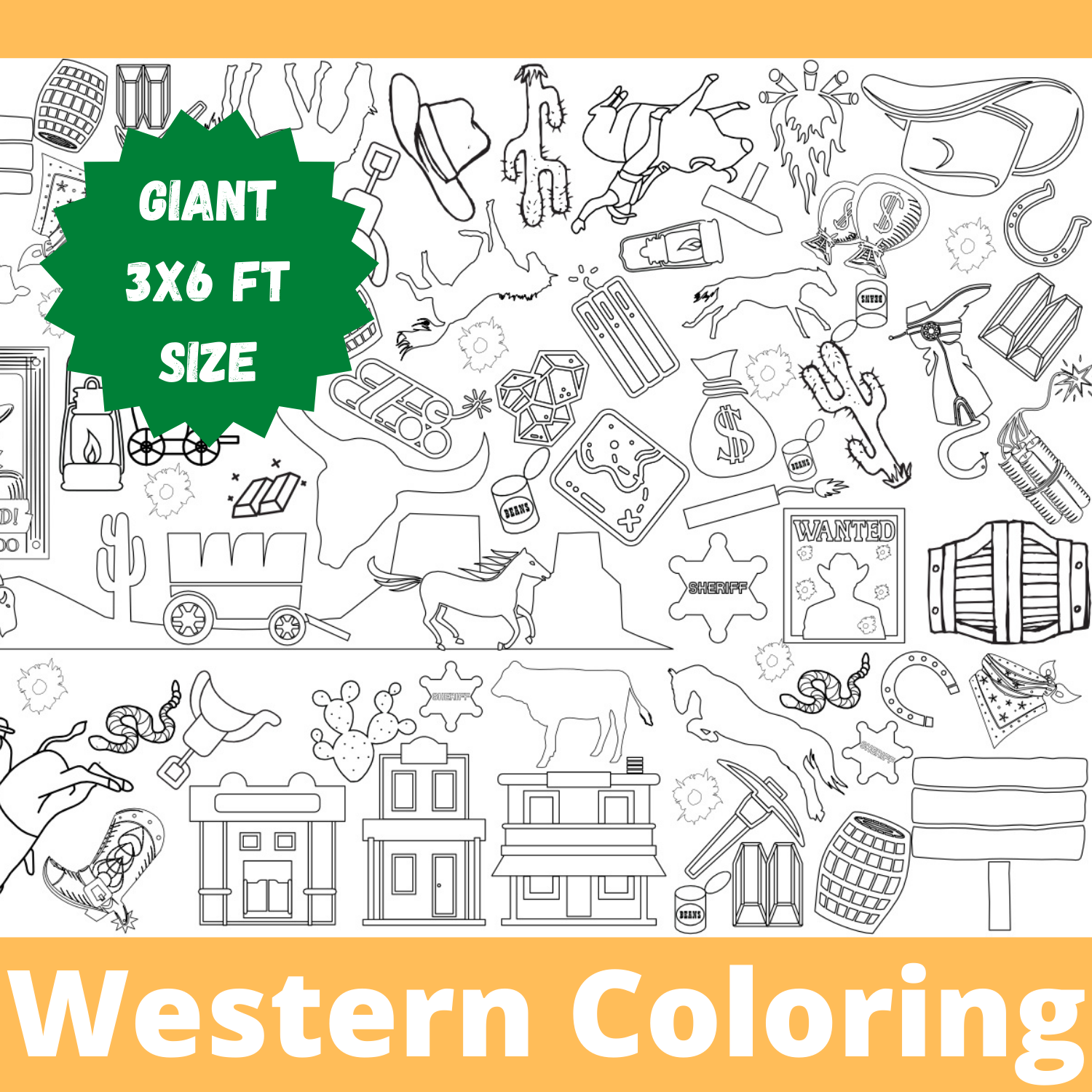 Western Themed Coloring Table Cover