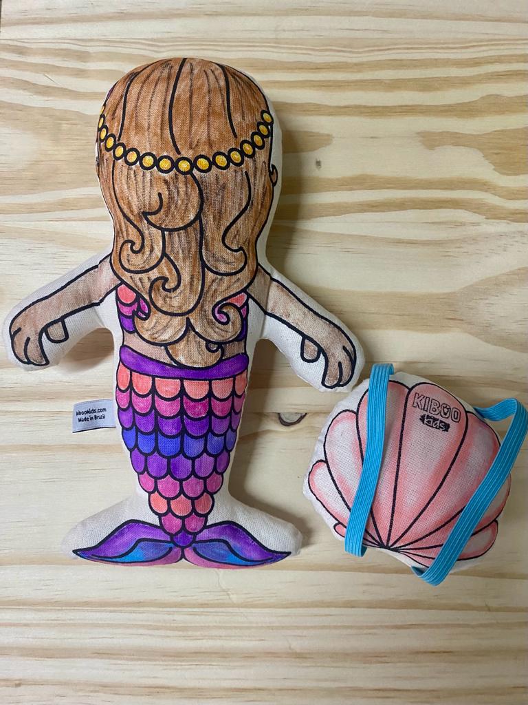: Mermaid With Mini Shell Backpack - Colorable And Washable Doll For Creative Play