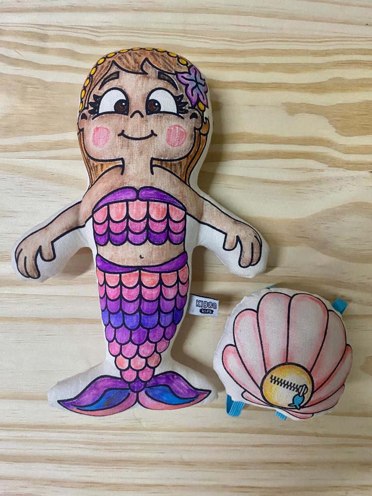 : Mermaid With Mini Shell Backpack - Colorable And Washable Doll For Creative Play