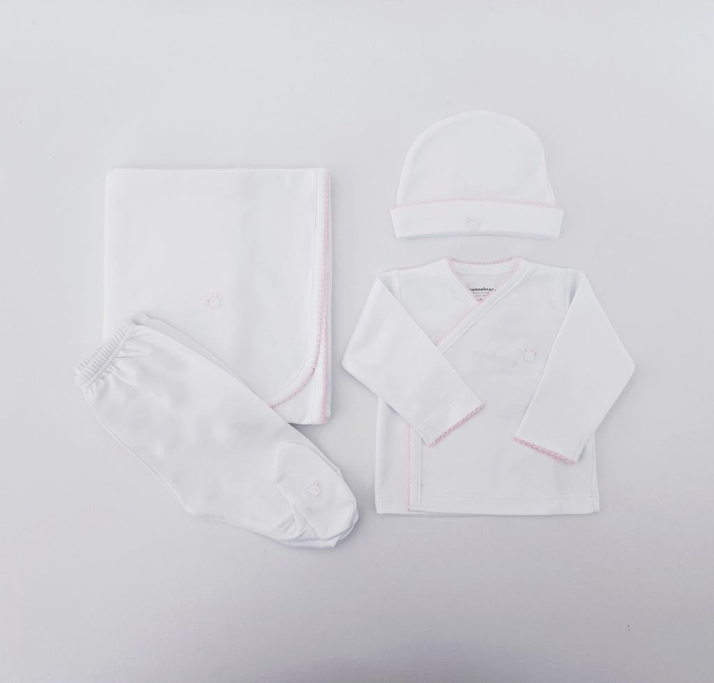 Logo Pima Cotton Set X4, White