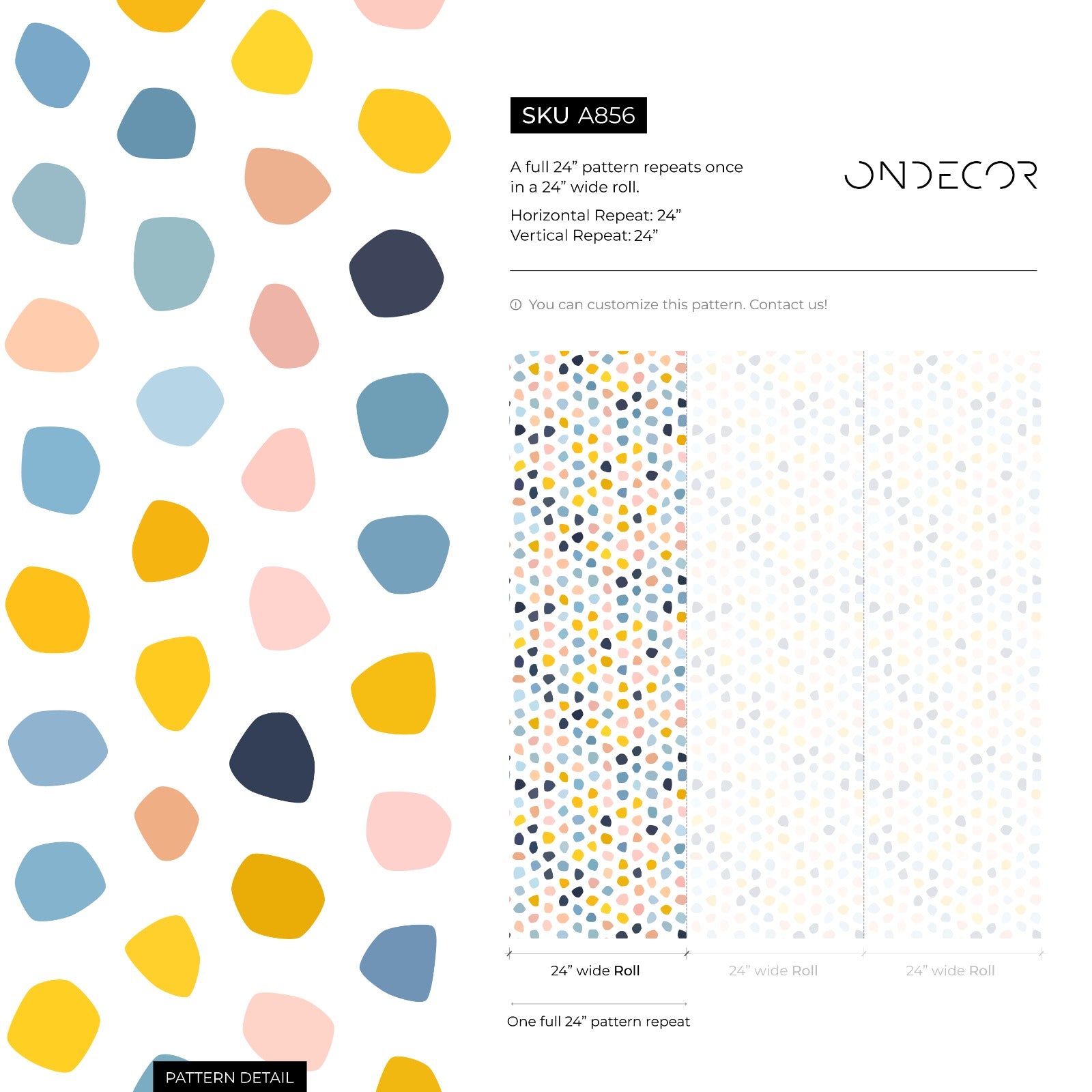 Abstract Wallpaper Featuring Organic Pebble Shapes In Blue, Yellow, And Pink - A856
