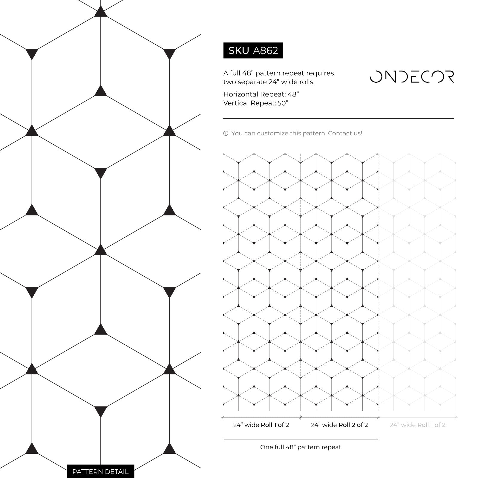 Geometric Wallpaper With A Repeating Cube Motif In Black And White - A862