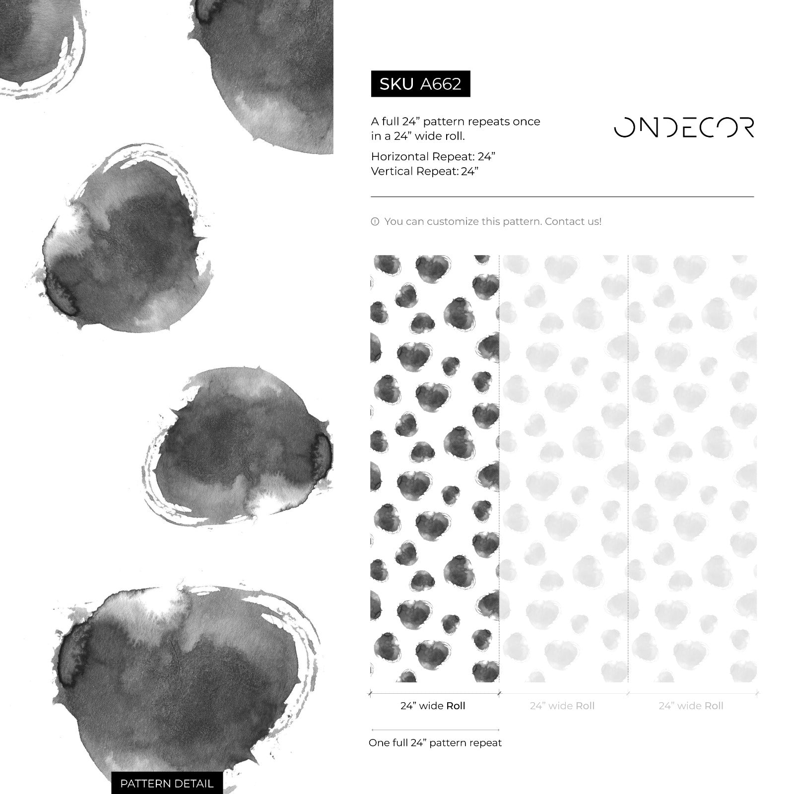 Abstract Wallpaper With Ink Wash Dots In Black And White - A662