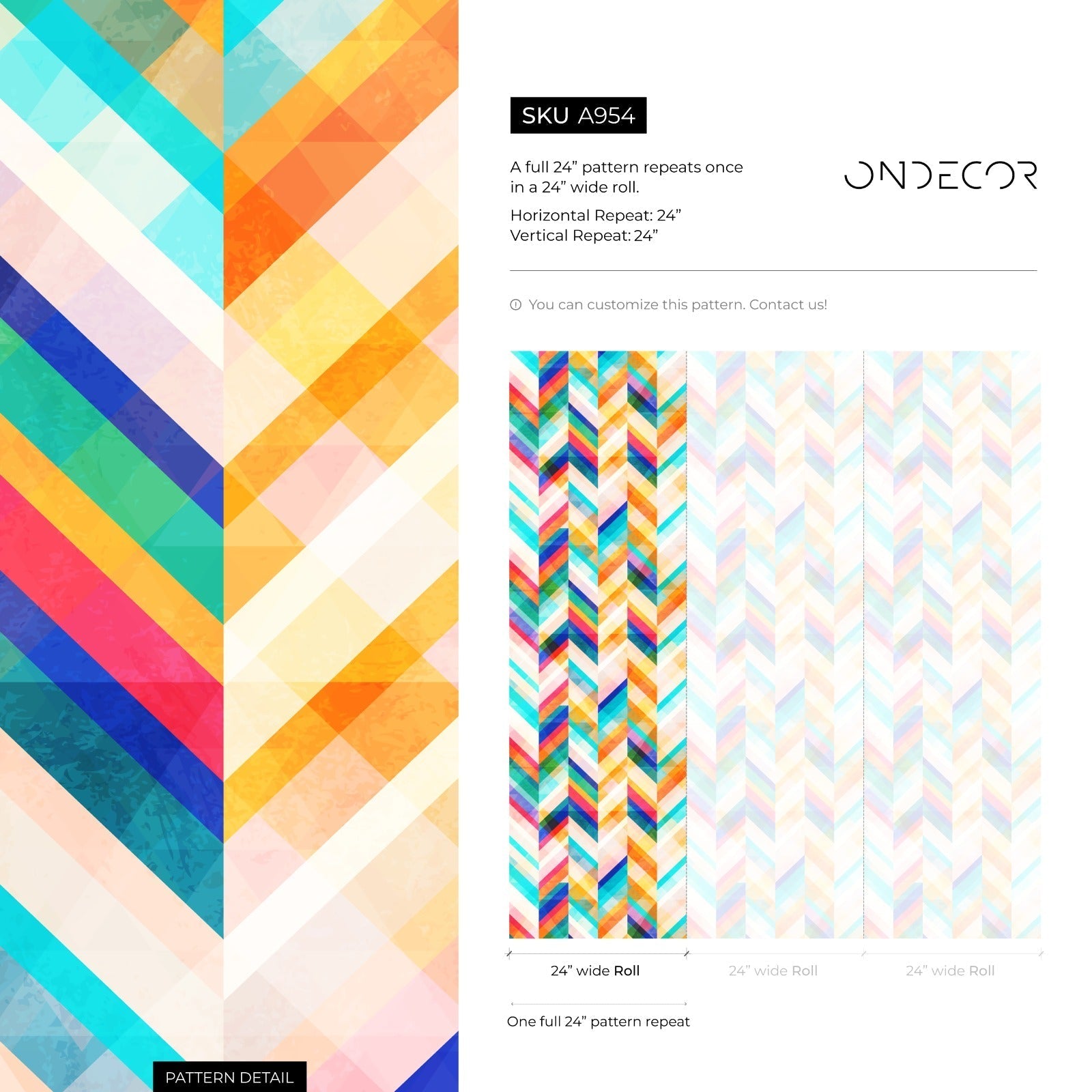 Geometric Wallpaper With A Vibrant Chevron Motif In Blue, Yellow, And Pink - A954