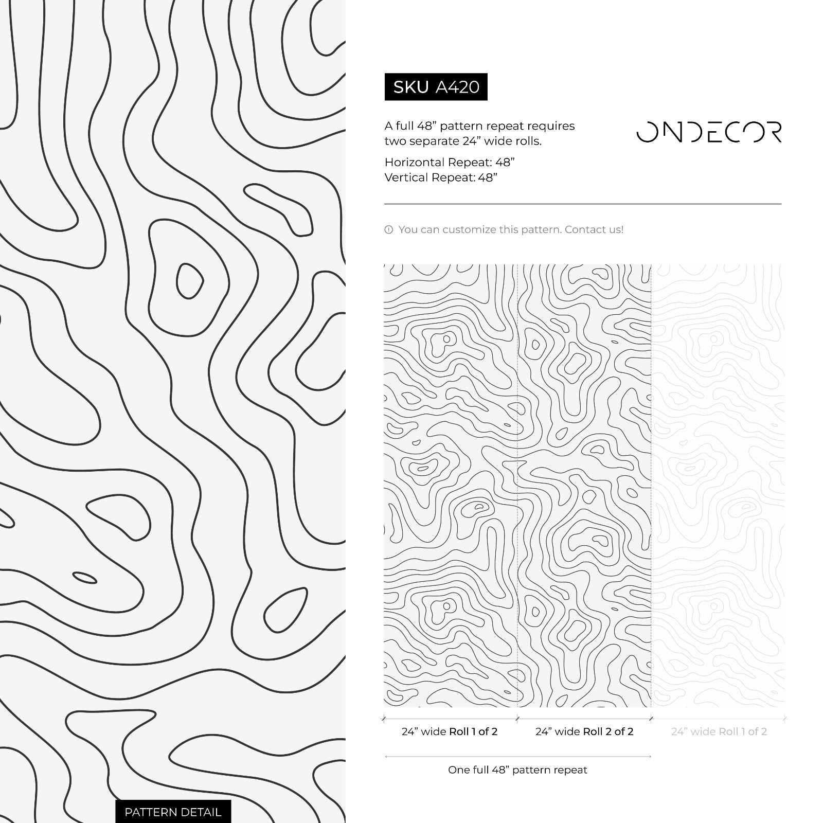 Abstract Wallpaper With Topographic Contour Lines In Black And White - A420