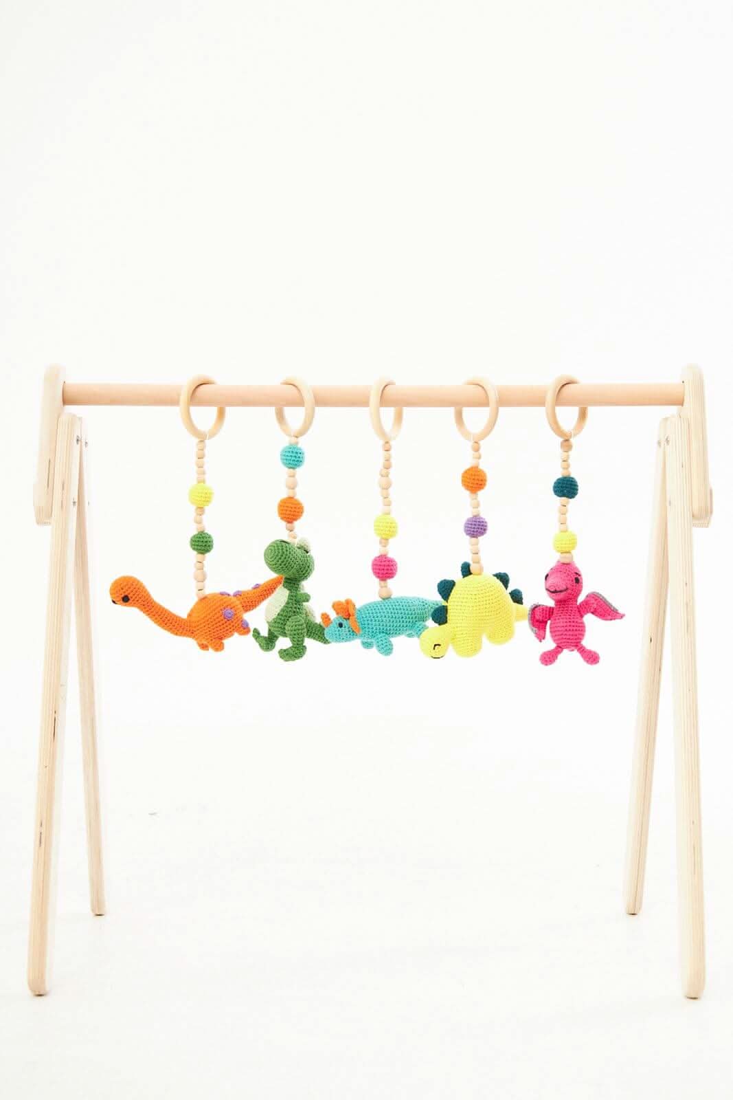 Montessori Baby Gym & Hanging Toys Set | Wooden Play Gym For Babies