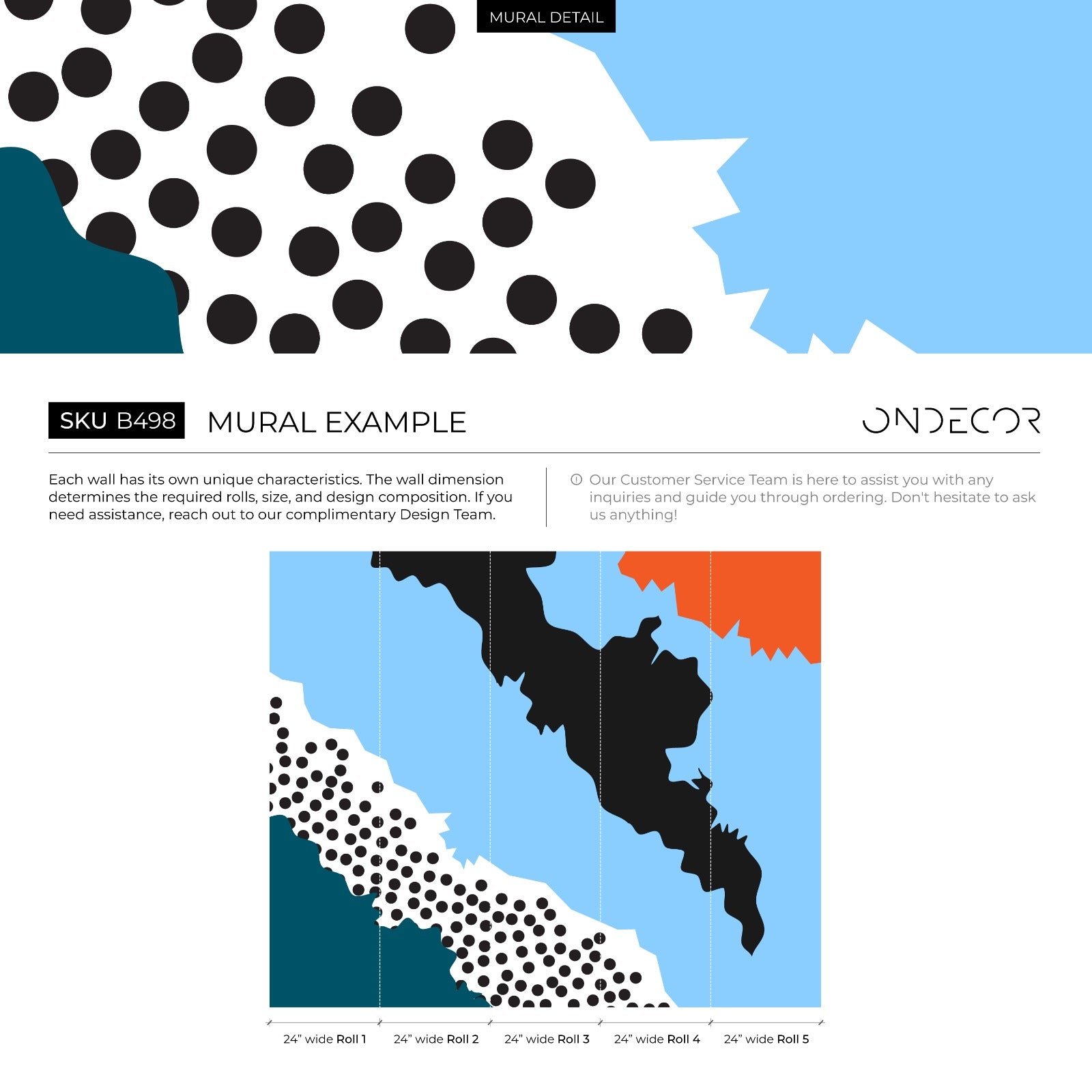 Abstract Wallpaper With Bold Cut-out Shapes In Blue, Black, And Orange - B498