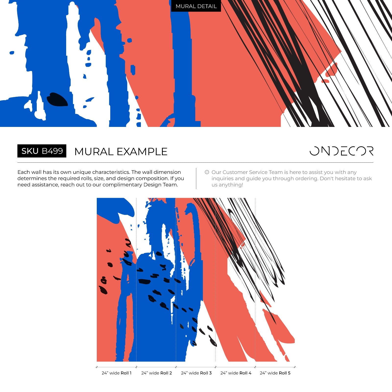 Abstract Wallpaper With Bold Brushstrokes In Red, Blue, And Black - B499